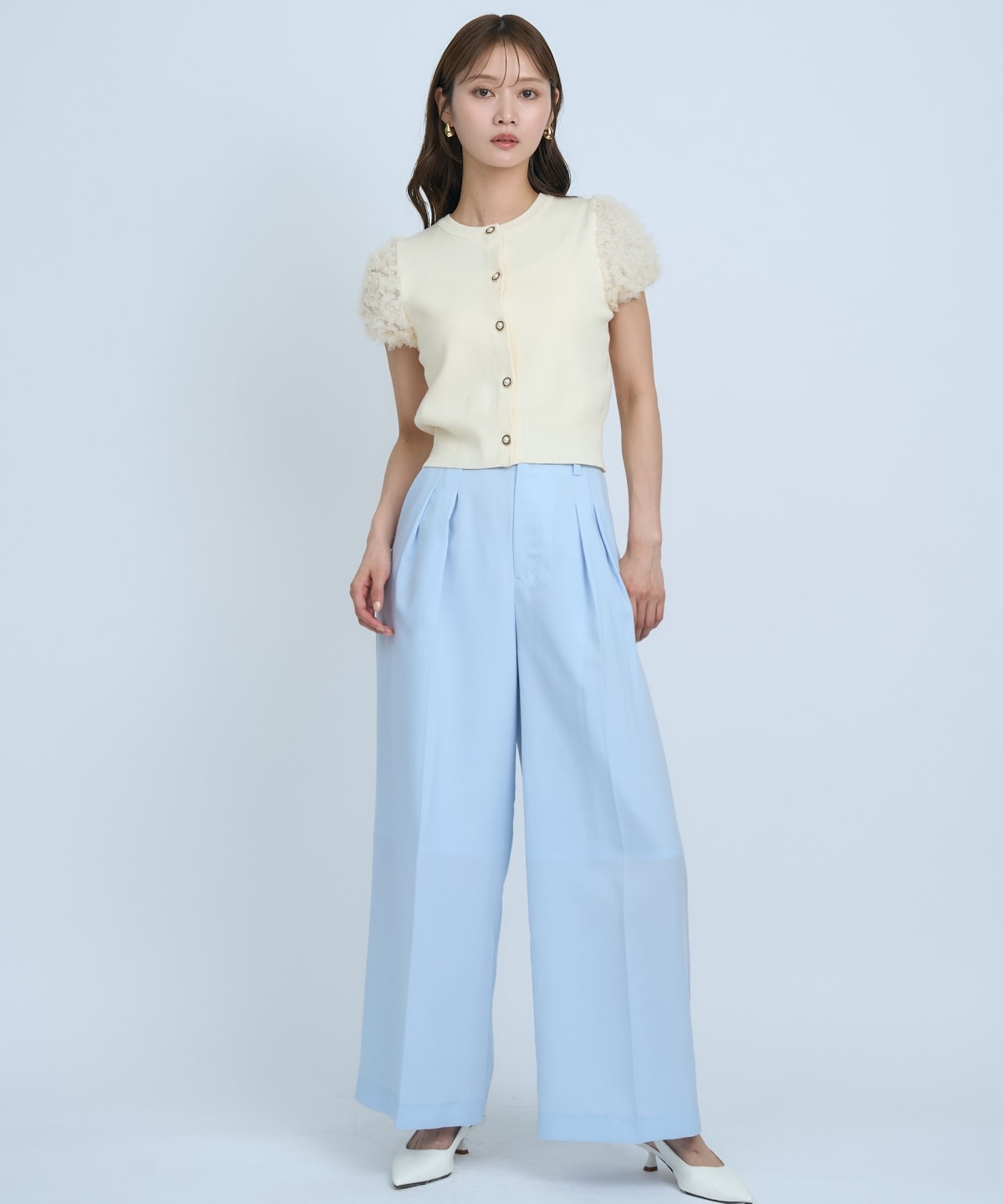 フラワーチュールスリーブカーディガン