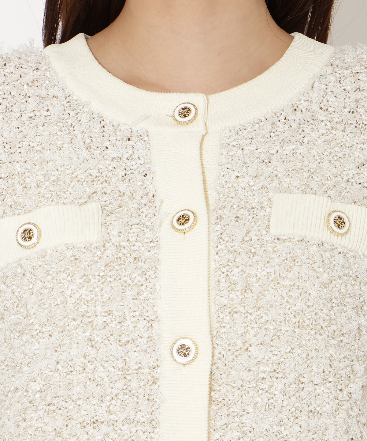 【先行予約受付中】ラメ入りツイード調ニットカーディガン