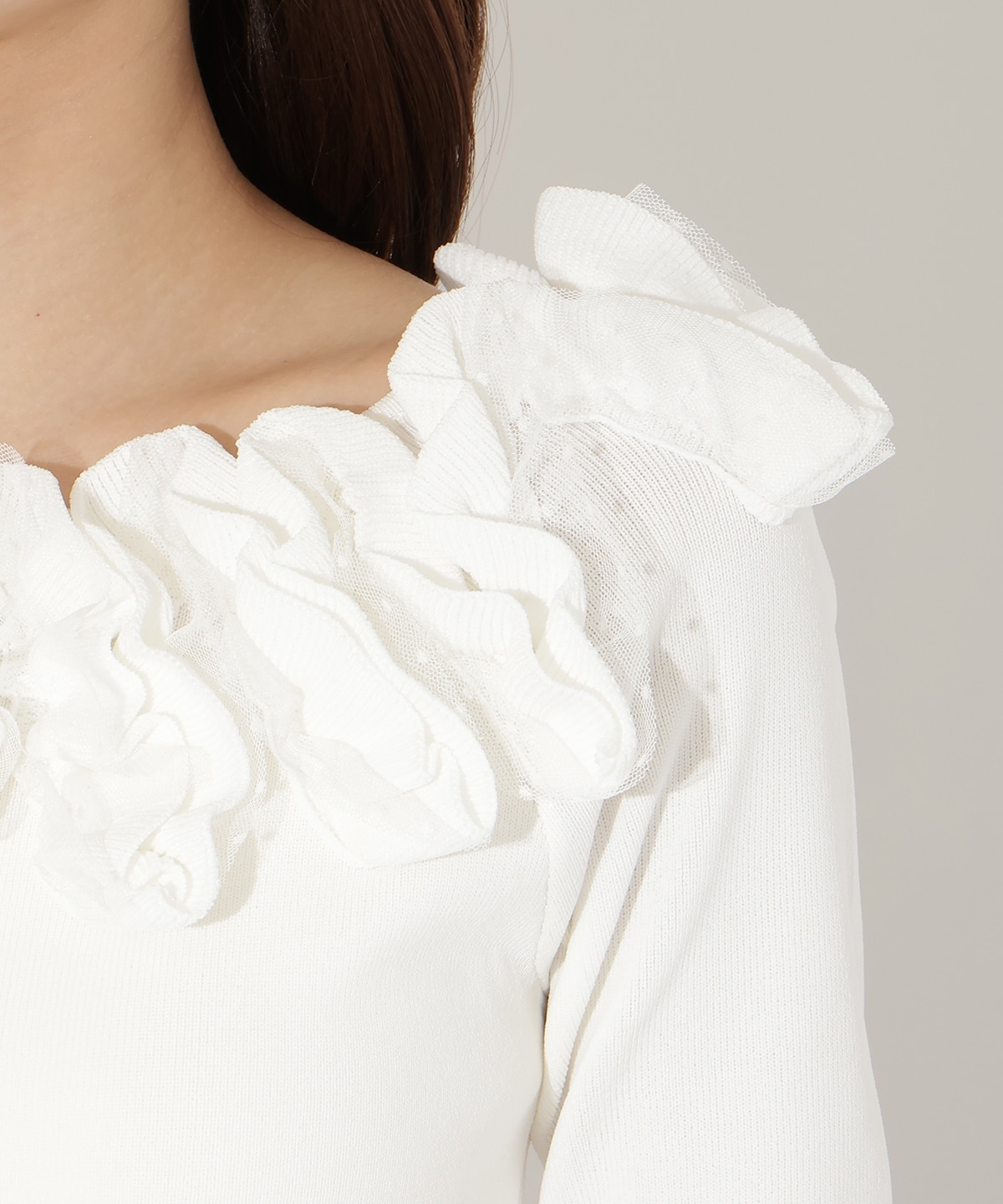 【先行予約受付中】フリルボートネックニットプルオーバー