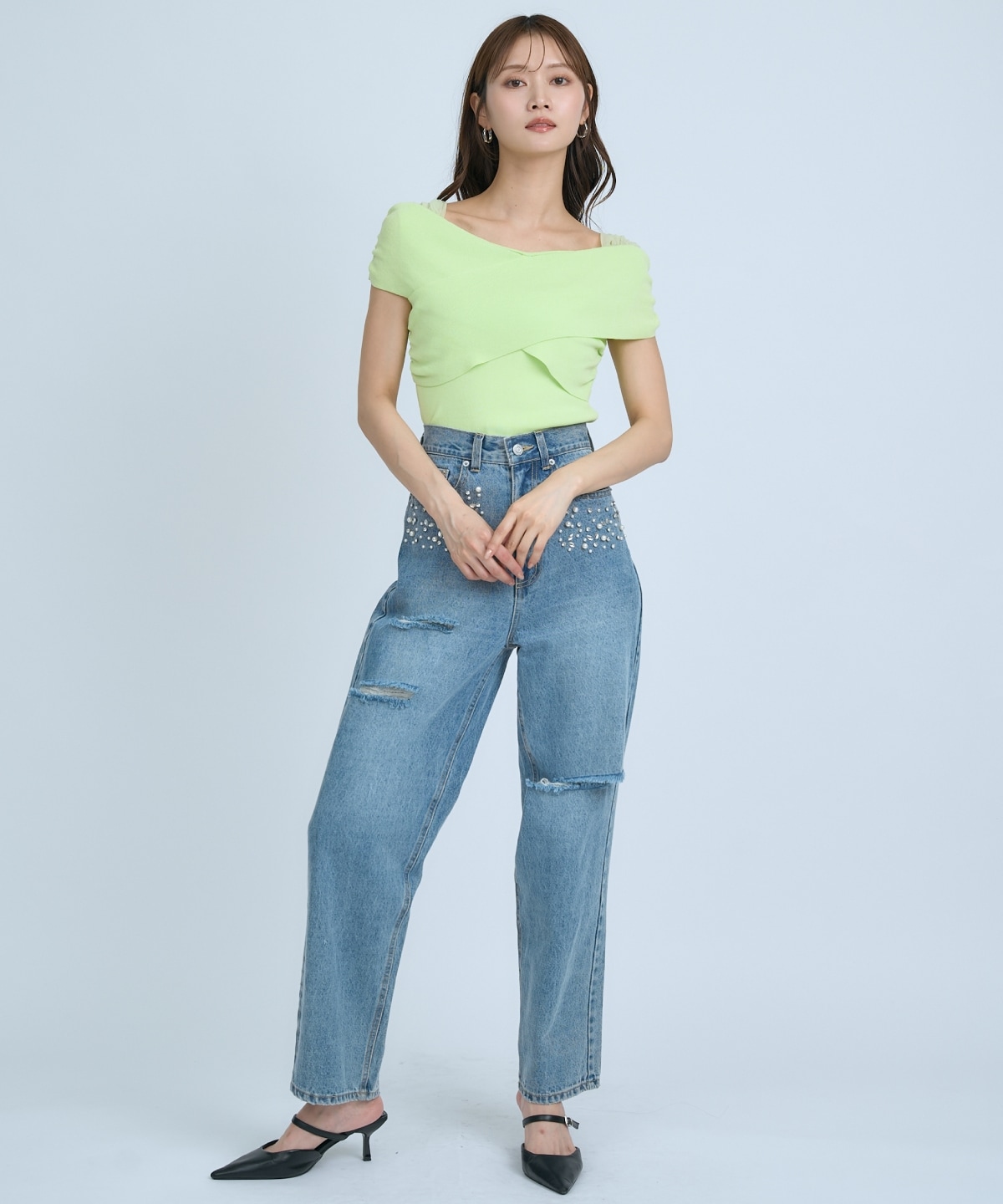 【先行予約受付中】クロスネックオフショルニットプルオーバー