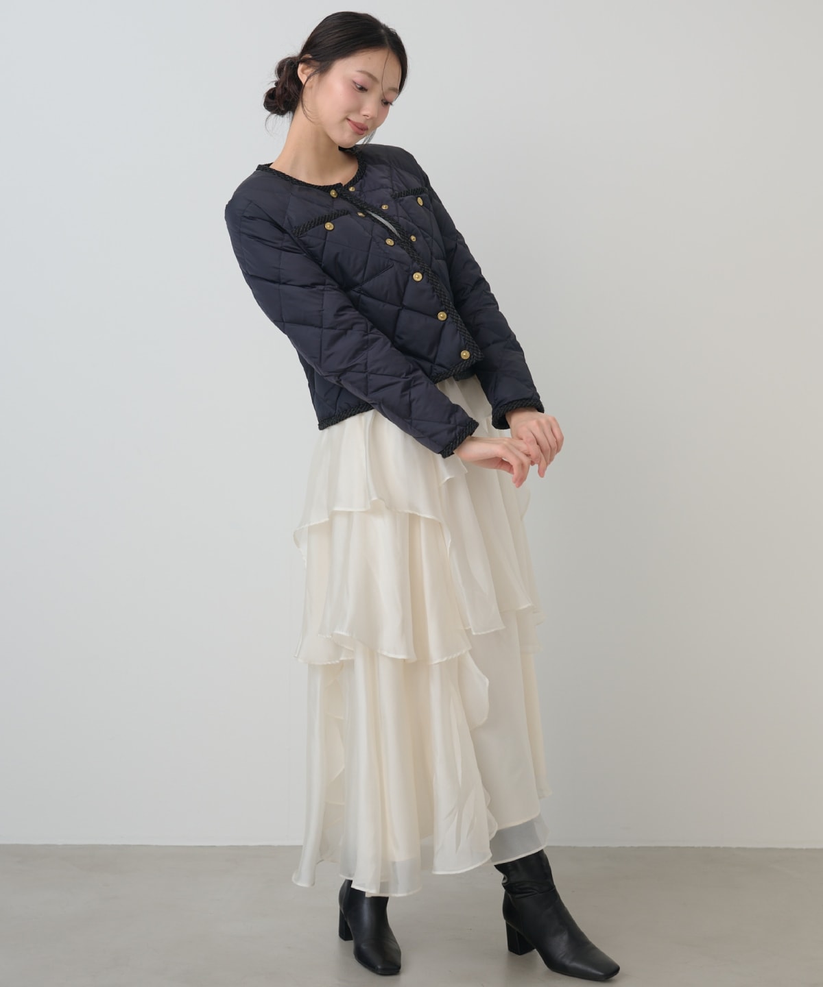 【TAION×AND COUTURE】ノーカラーショートダウンジャケット