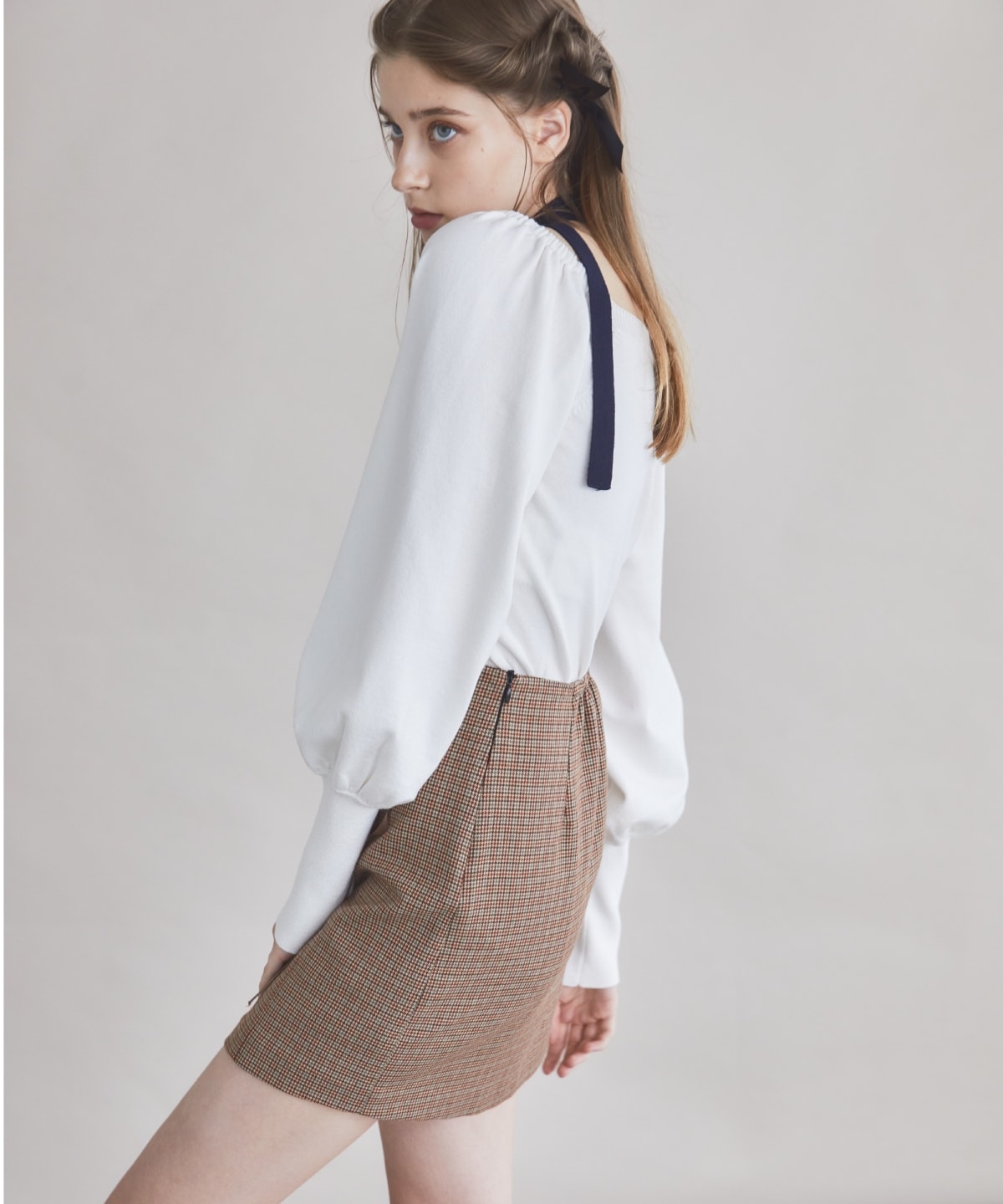 リボンレースアップミニスカート