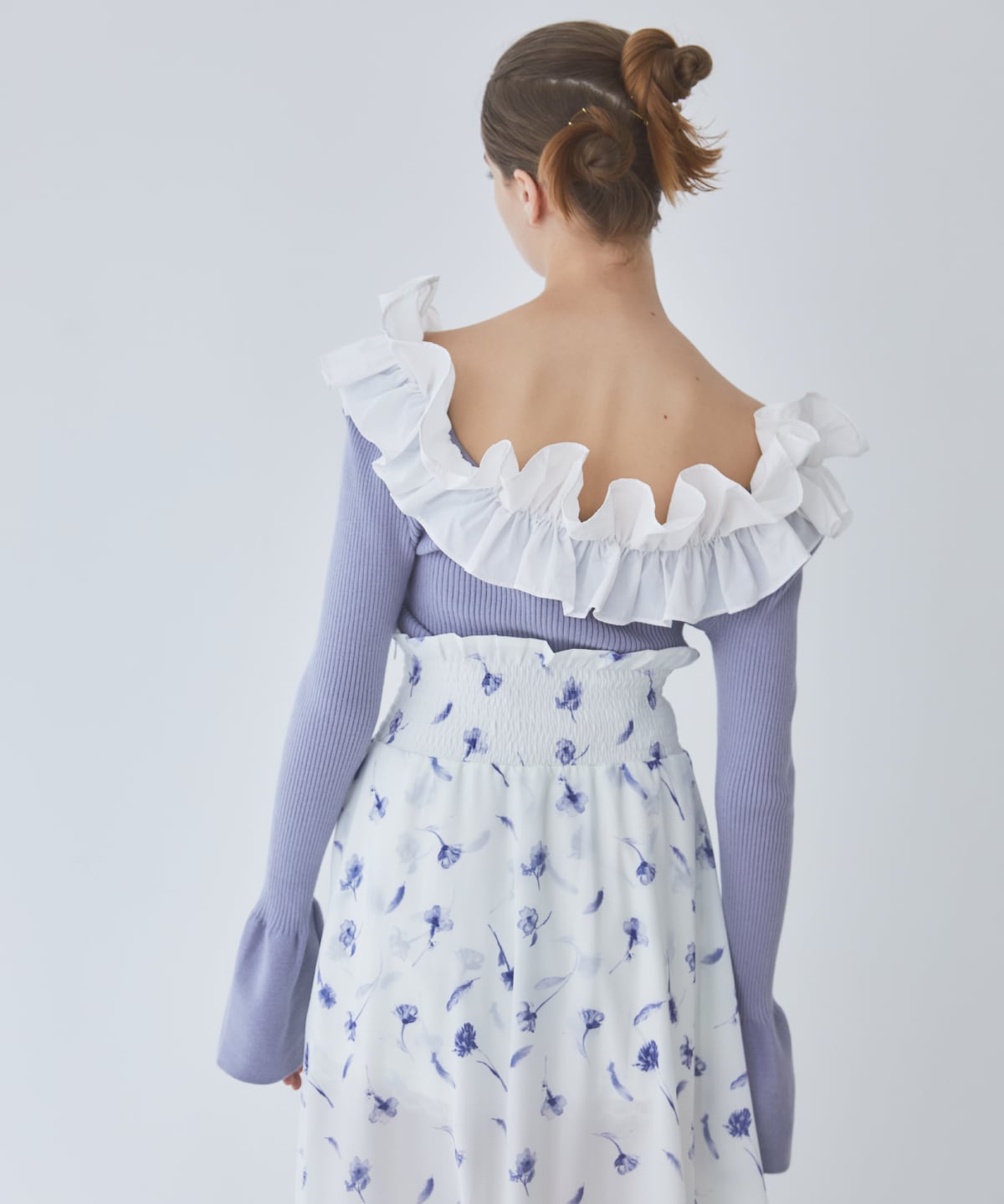 フリルドッキングリブニット