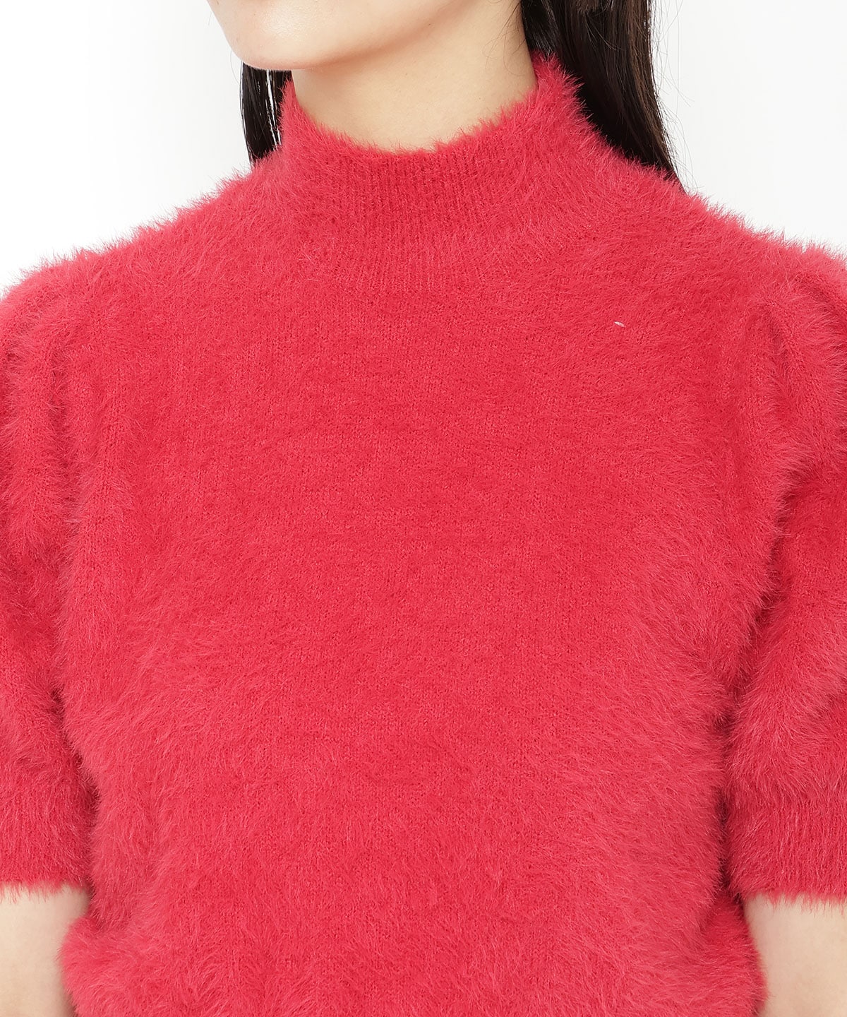 フェザーライク半袖ニットプルオーバー