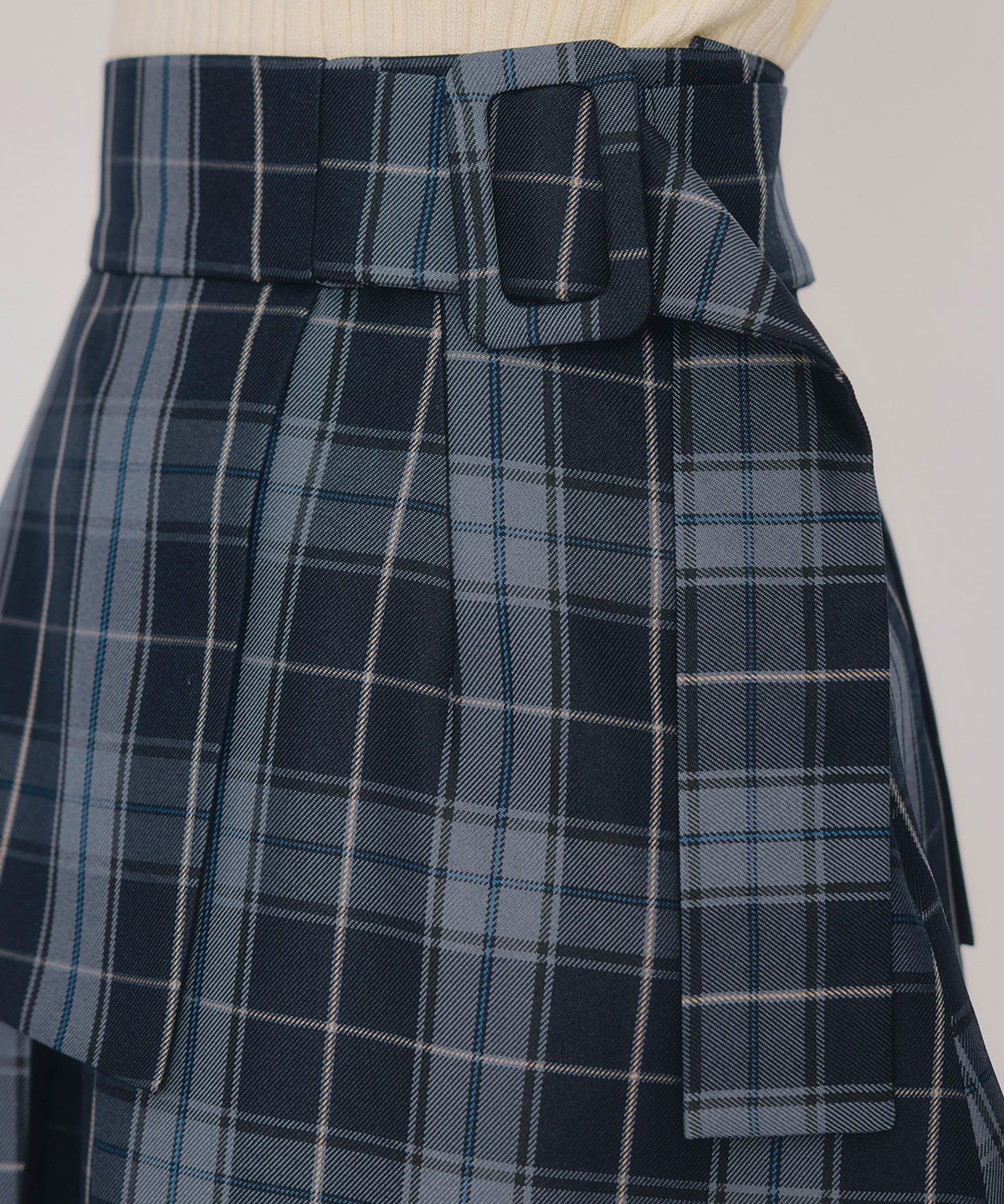 レイヤードライクチェックプリーツミニスカート
