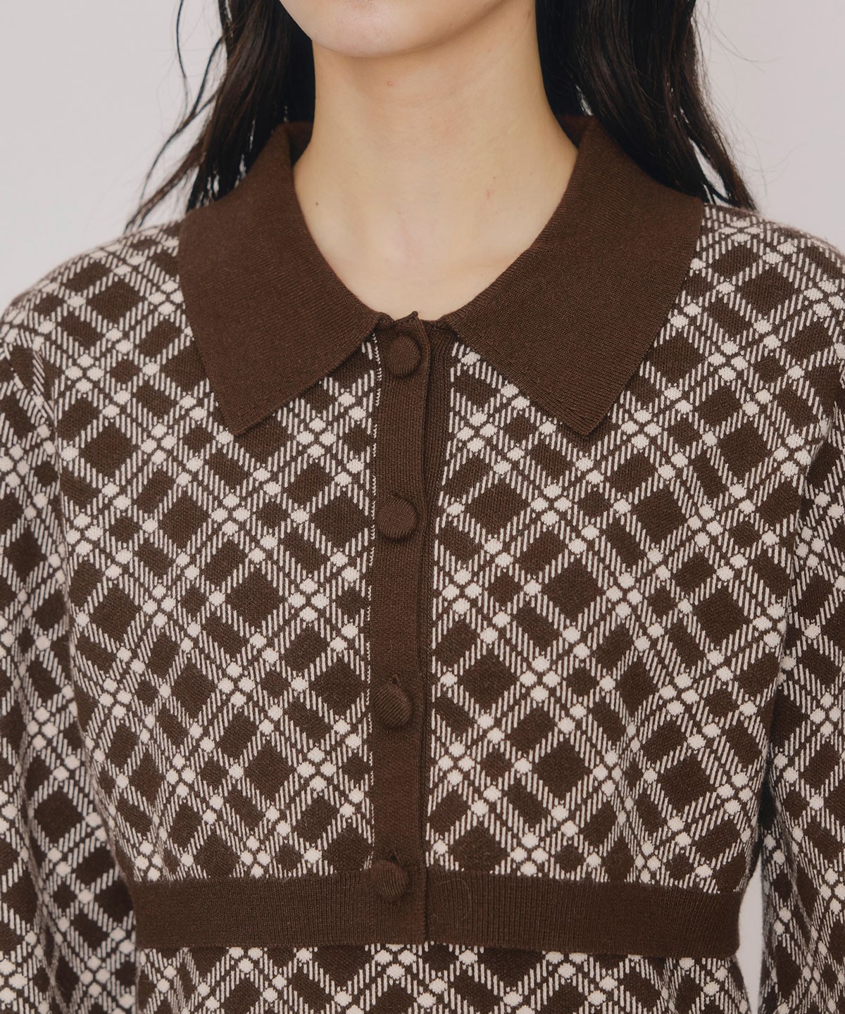 クラシカルニットカーディガン×キャミソールニットワンピースセットアップ