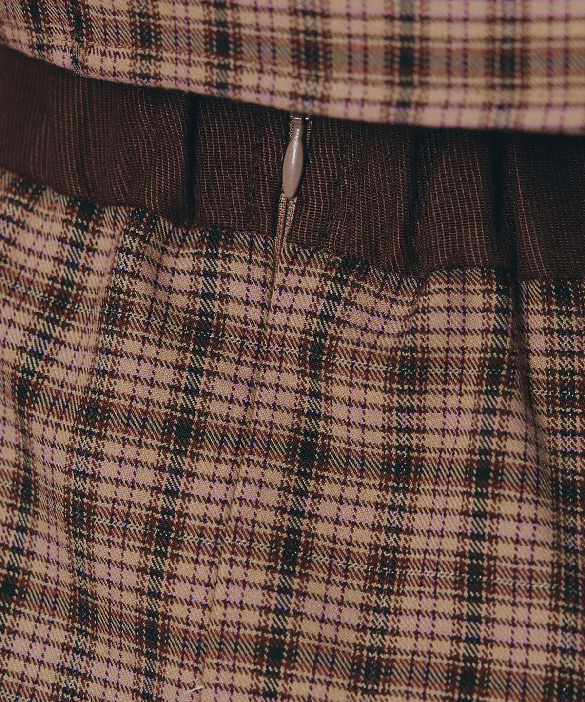 バイカラークラシックチェックブラウス×ミニスカートセットアップ