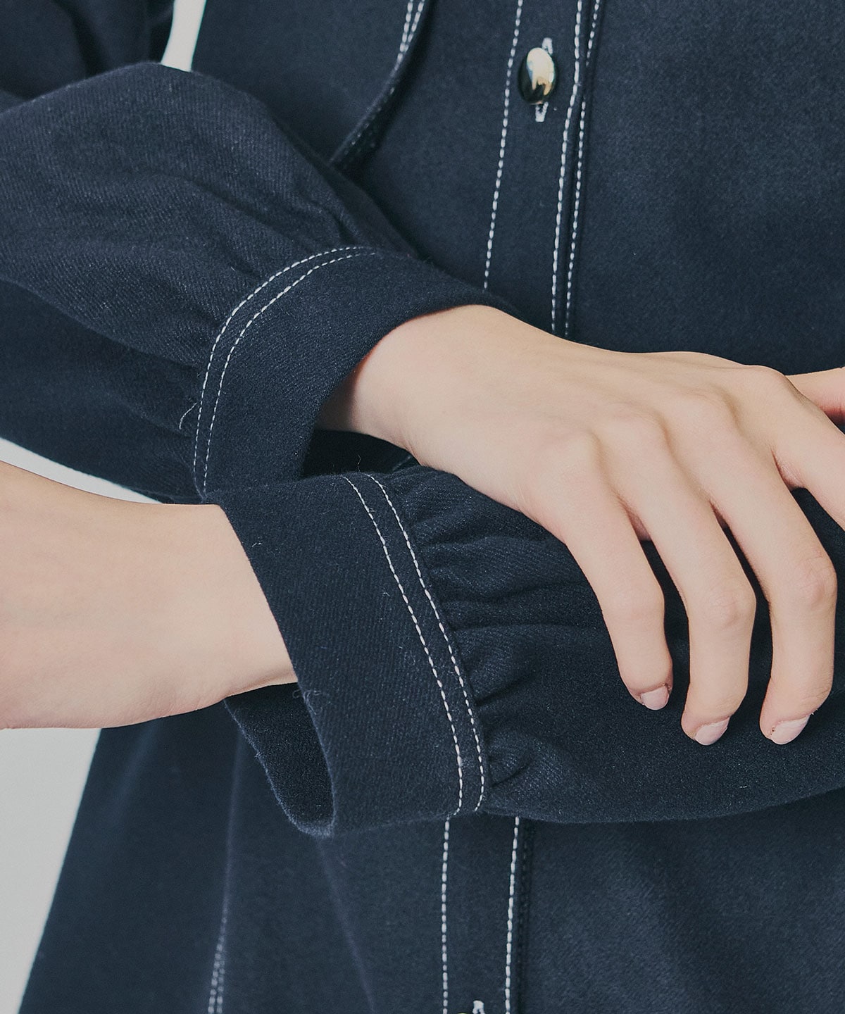 バイカラーステッチラインミニワンピース