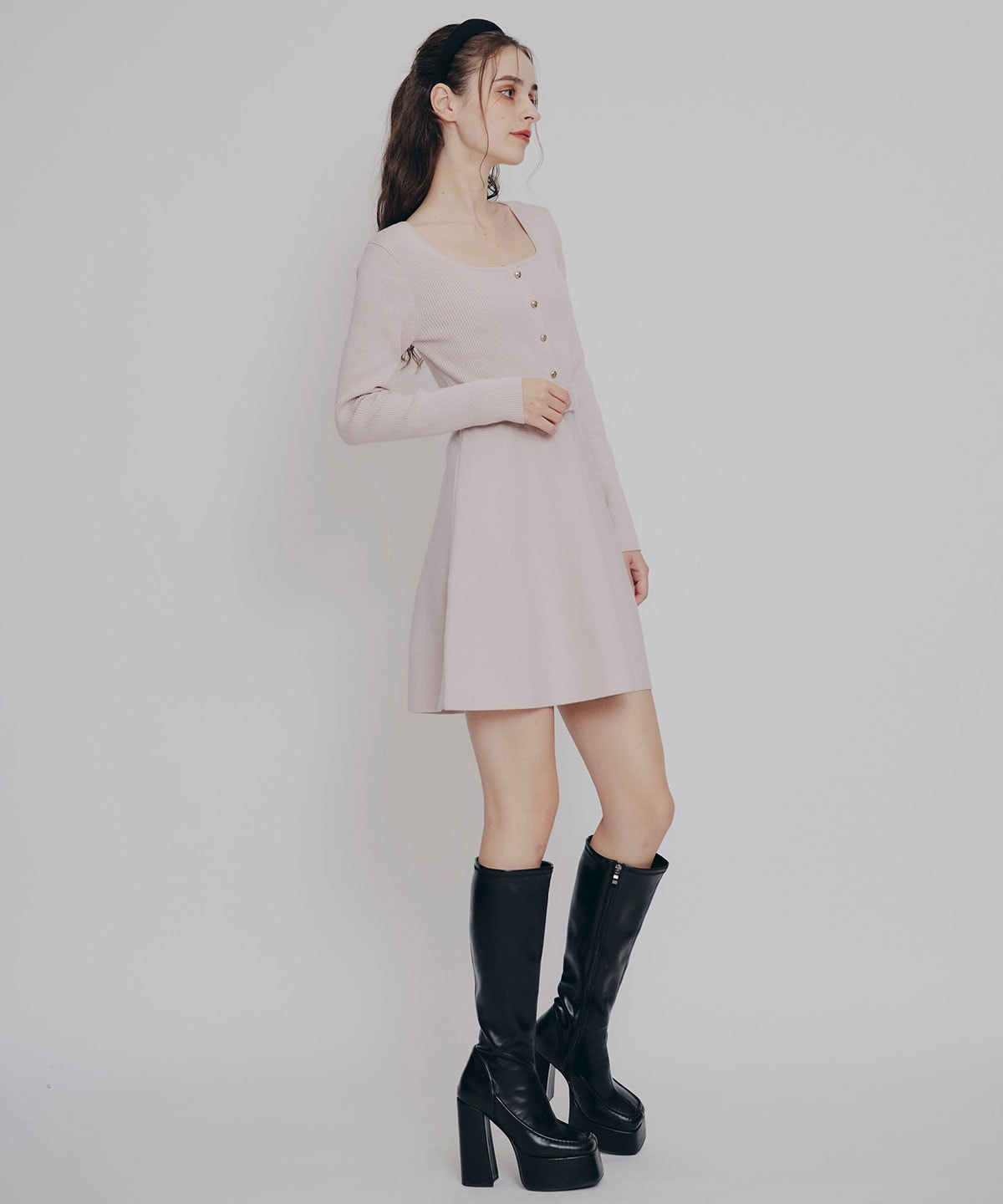 ケープSETニットフレアミニワンピース