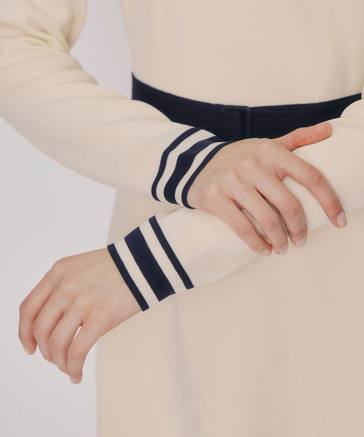 バイカラーポロニットミニワンピース