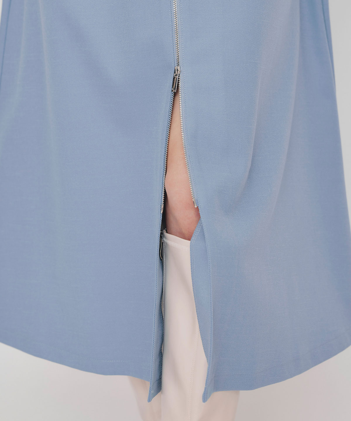 フロントZIPバイカラーロングワンピース