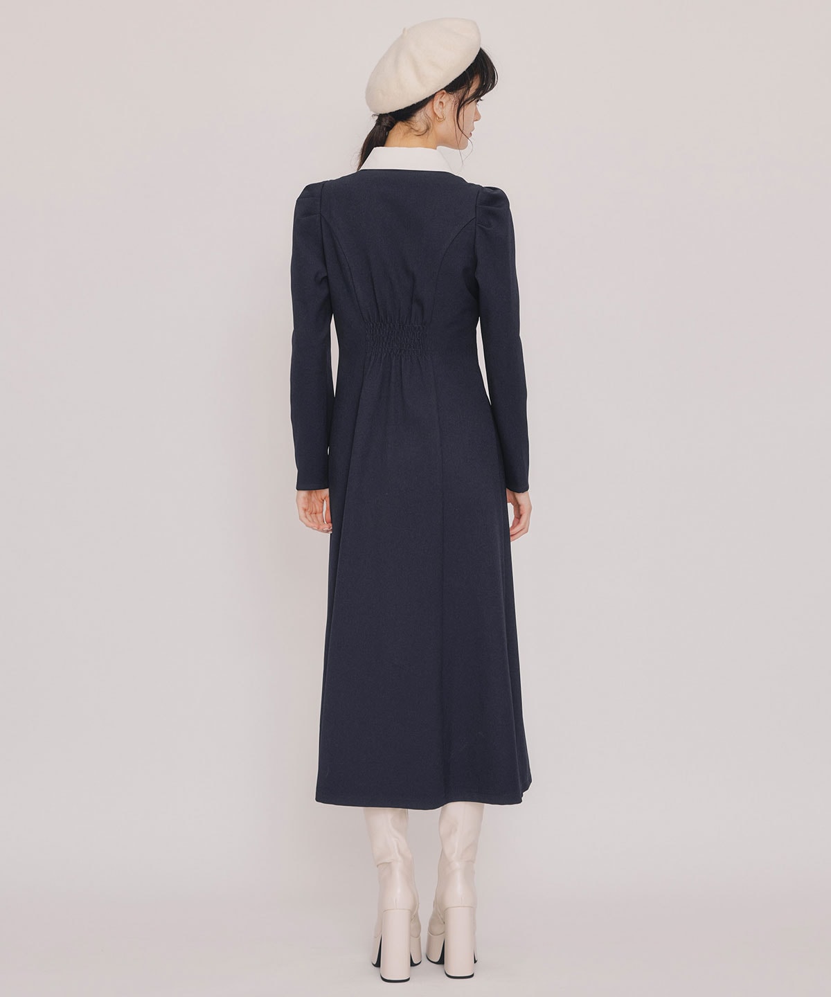 フロントZIPバイカラーロングワンピース