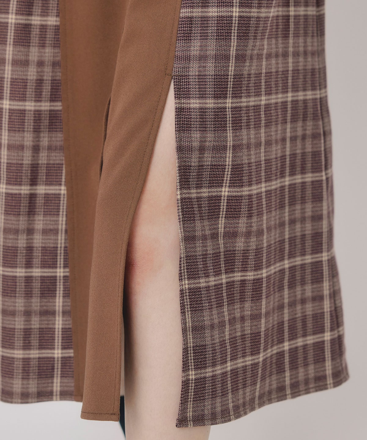 チェックパネルロングワンピース