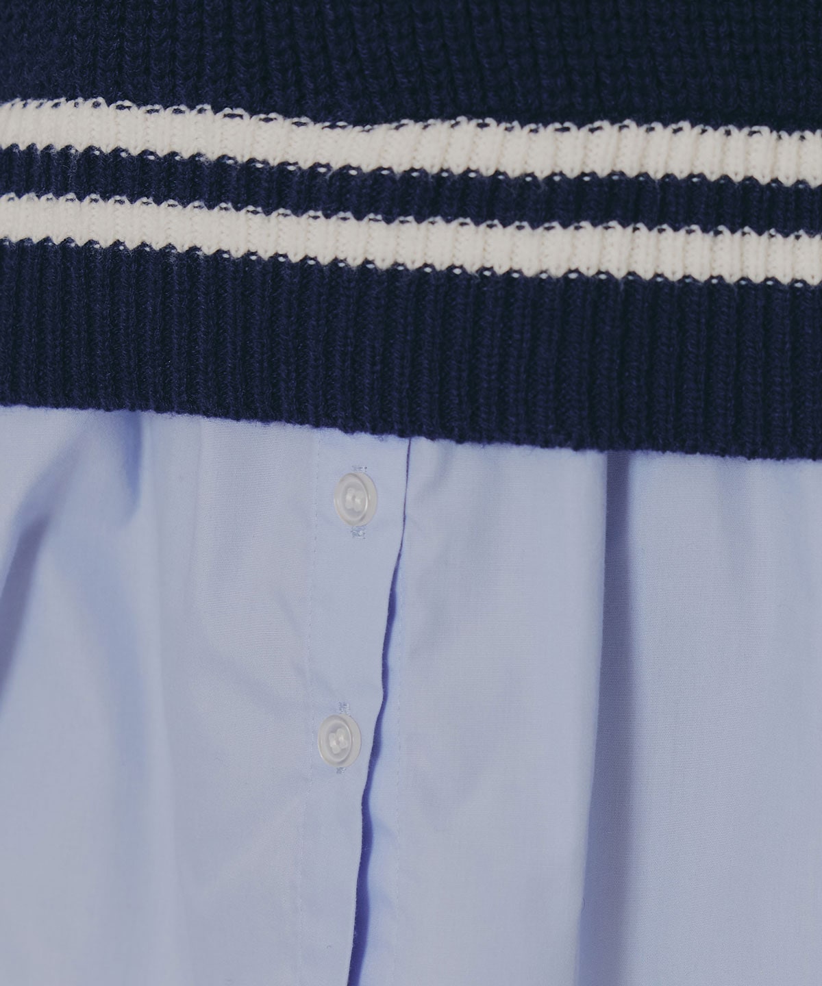 レイヤードシャツドッキングニットプルオーバー