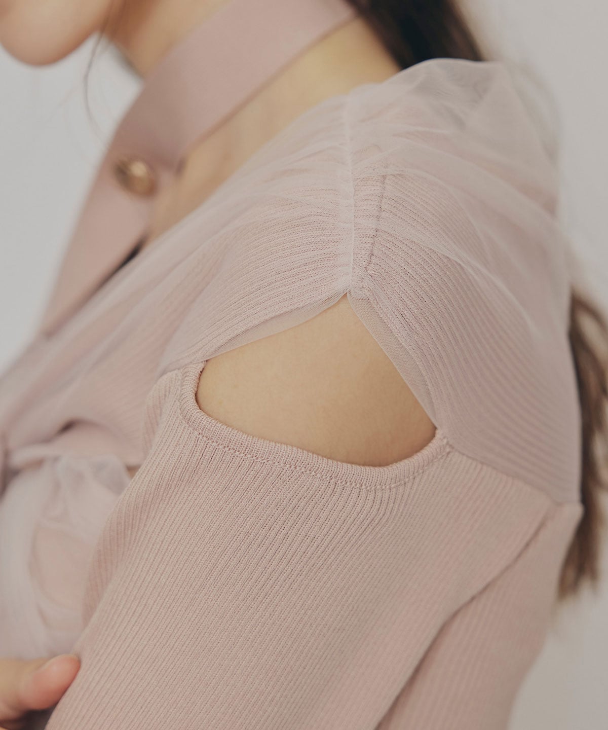 チョーカークロスチュールニットトップス