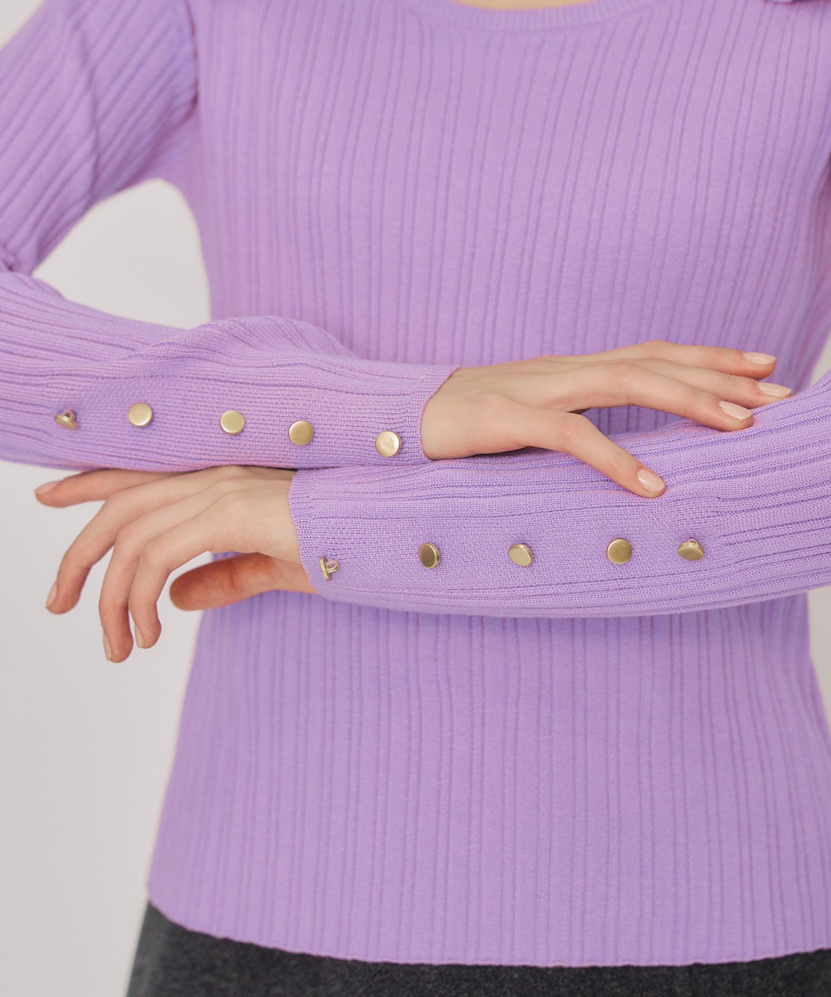 レイヤードデザインランダムリブニットプルオーバー