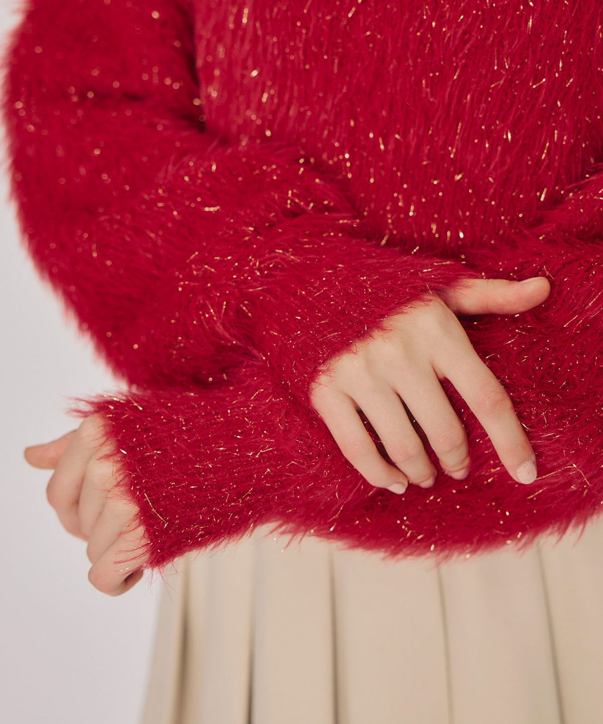 ラメシャギーニットプルオーバー