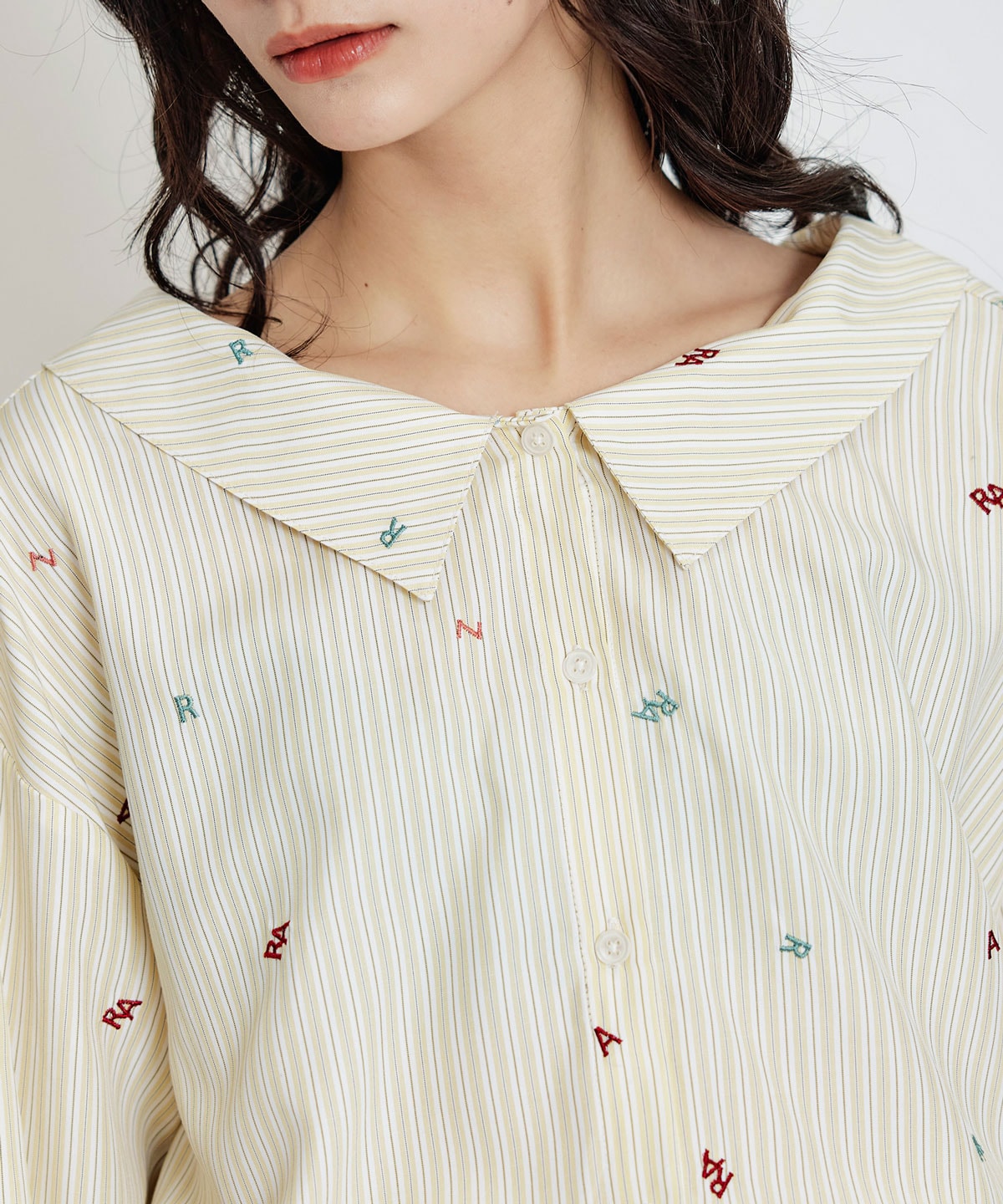 【セットアップ可能】REDYAZELアルファベットロゴ刺繍2WAYシャツブラウス