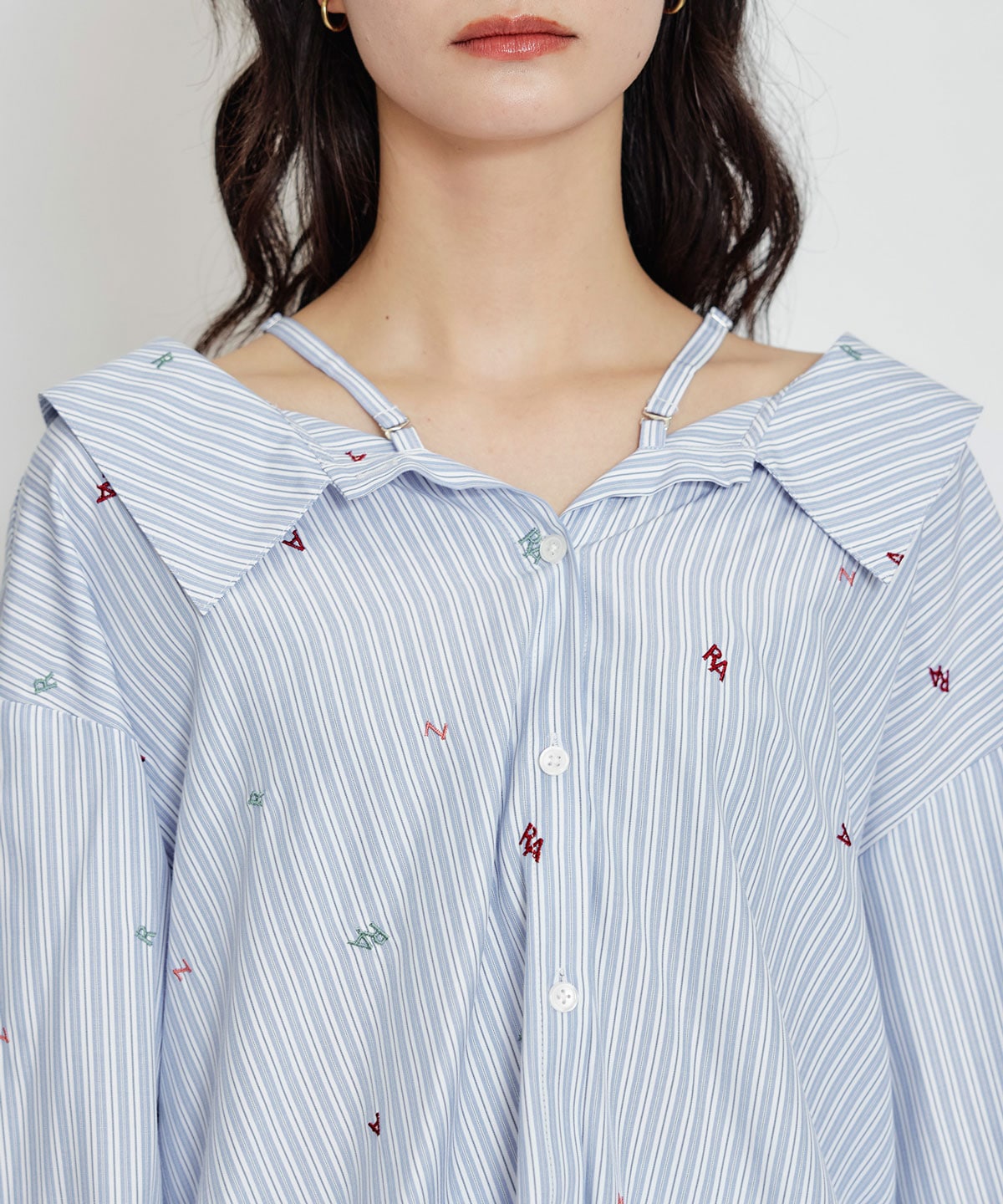 【セットアップ可能】REDYAZELアルファベットロゴ刺繍2WAYシャツブラウス