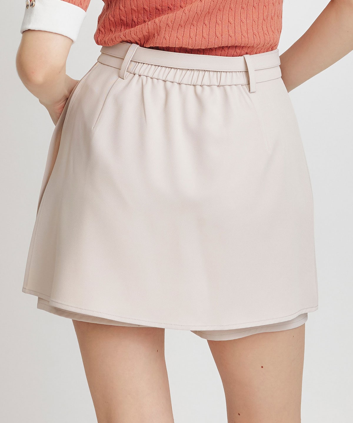 【セットアップ可能】アイシーカラーショートパンツレイヤードフレアミニスカート