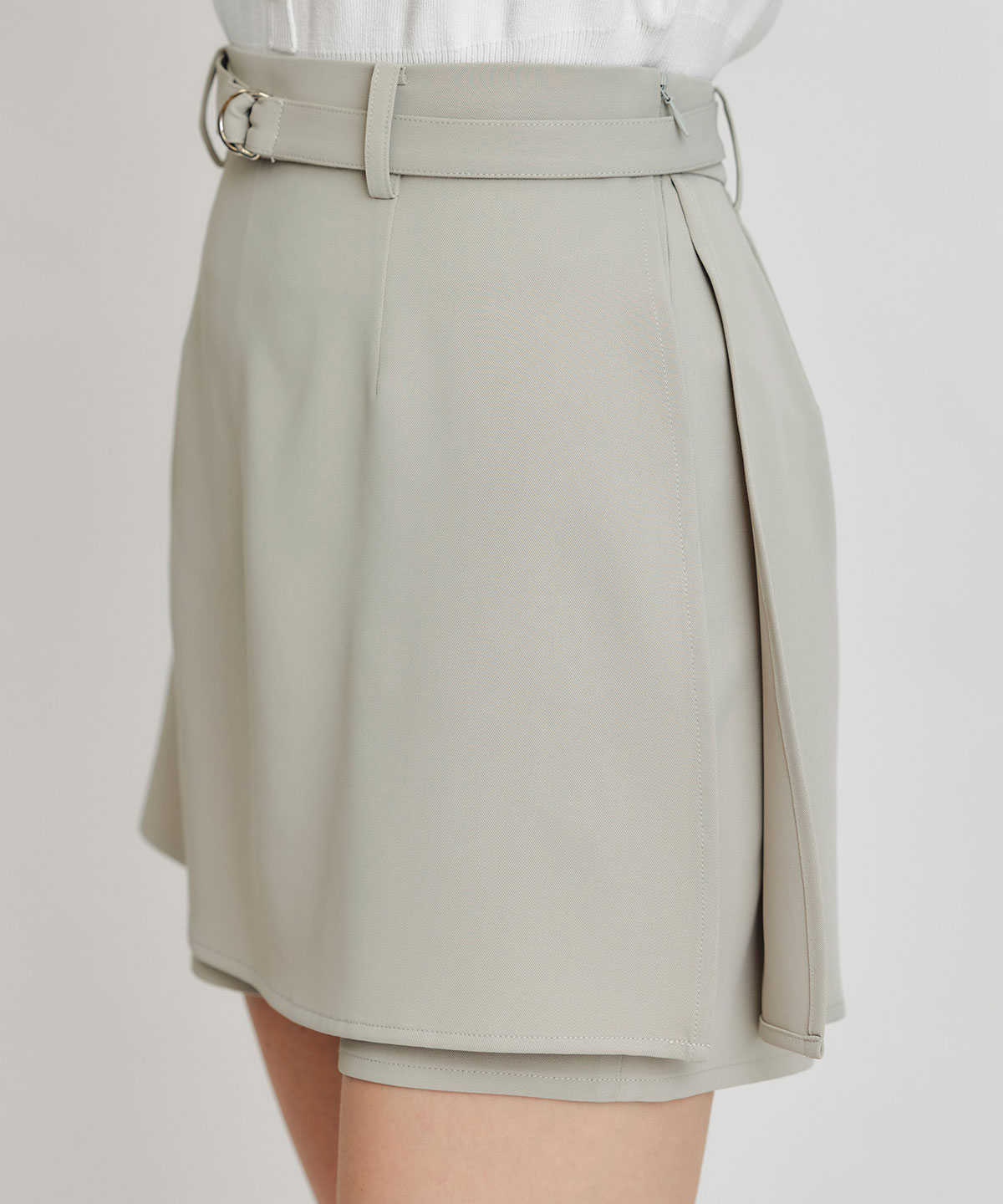 【セットアップ可能】アイシーカラーショートパンツレイヤードフレアミニスカート