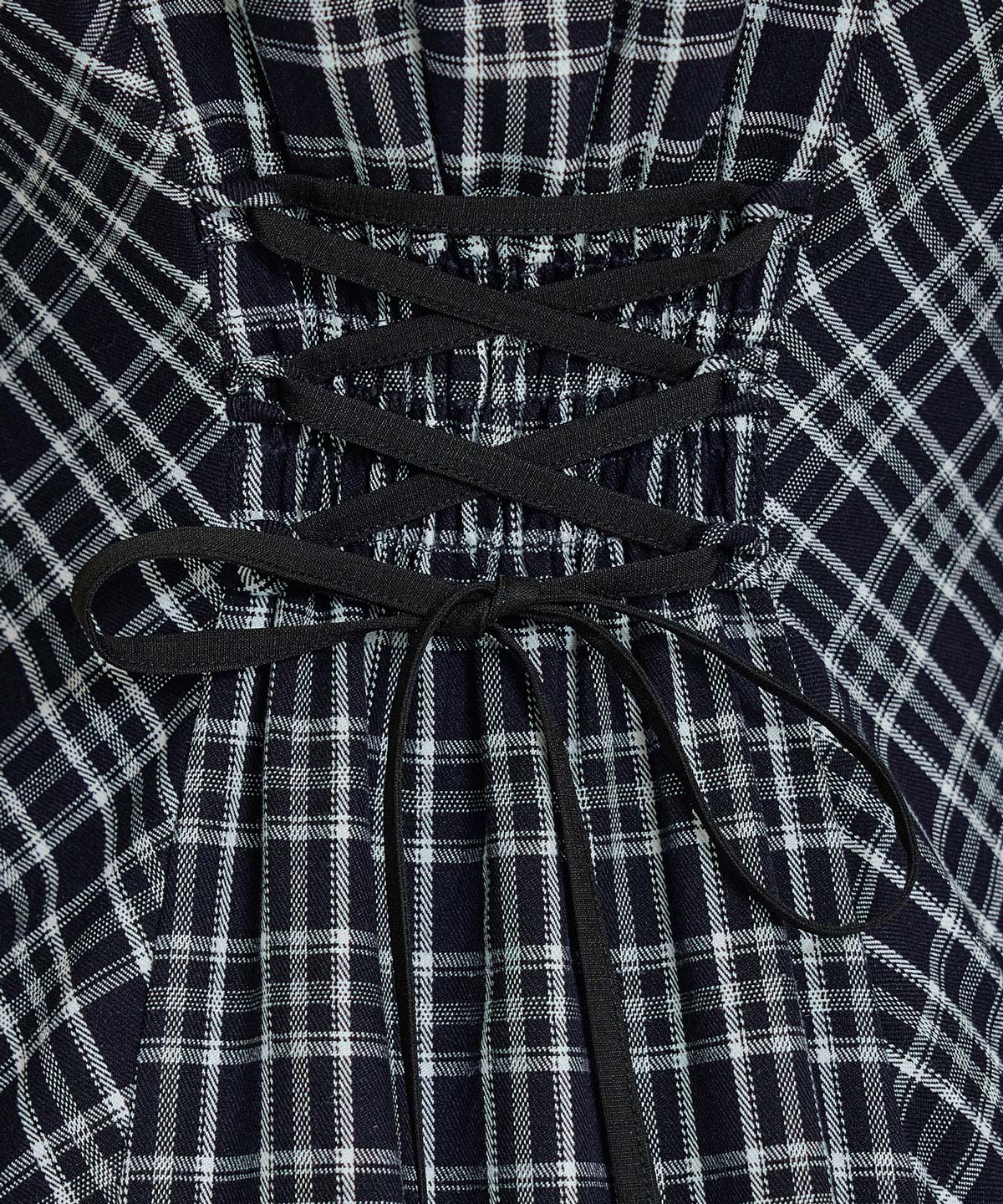 パイピングリボンキャミソールチェックフレアロングワンピース