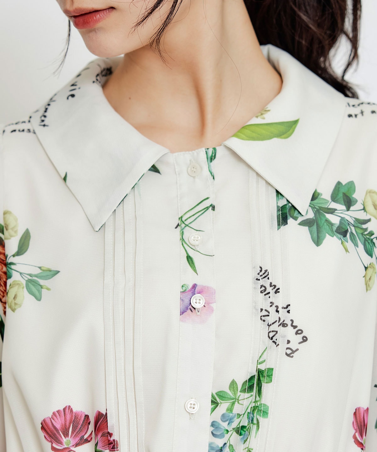 シアーフラワープリーツロングワンピース