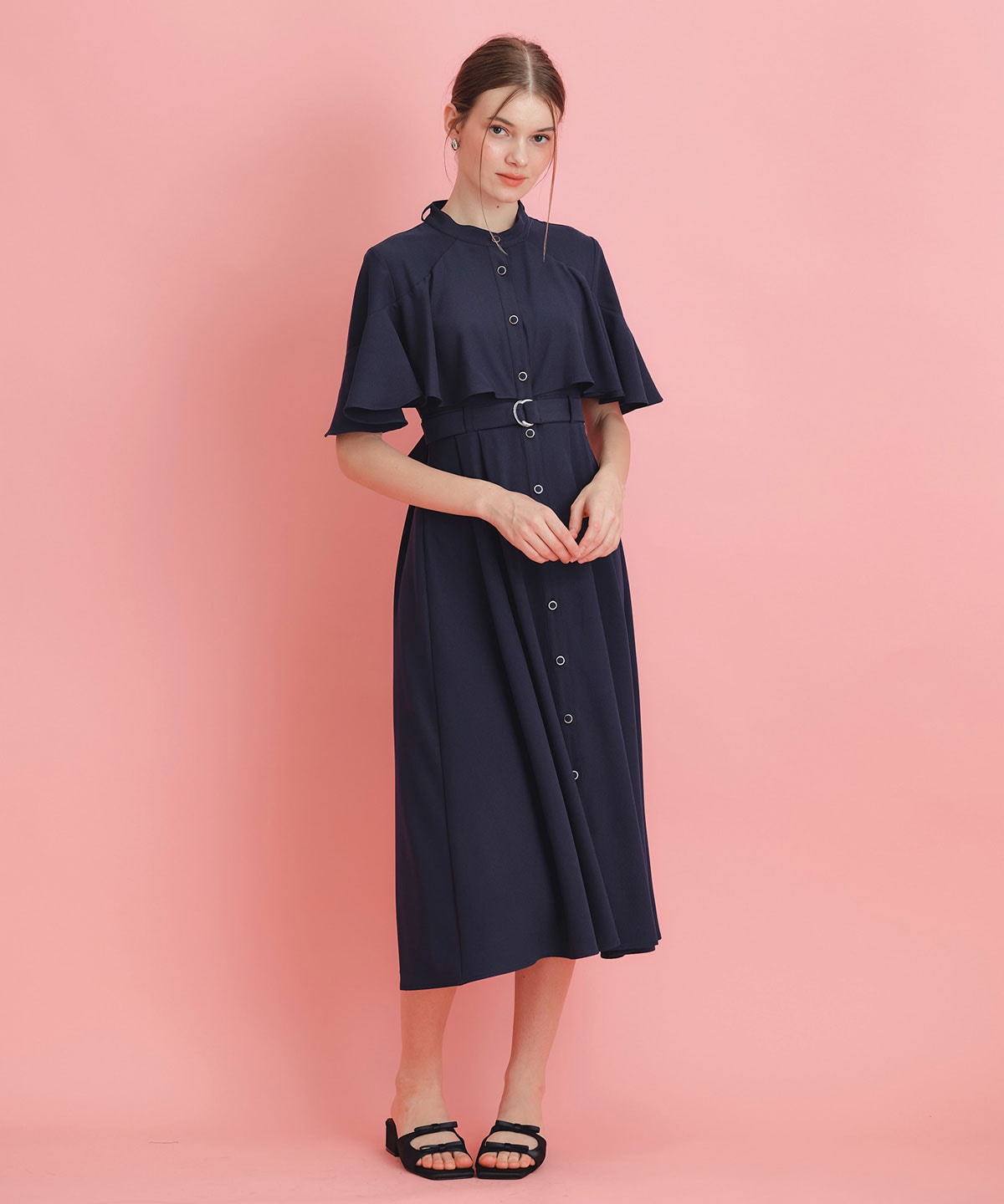 ケープフレアロングワンピース