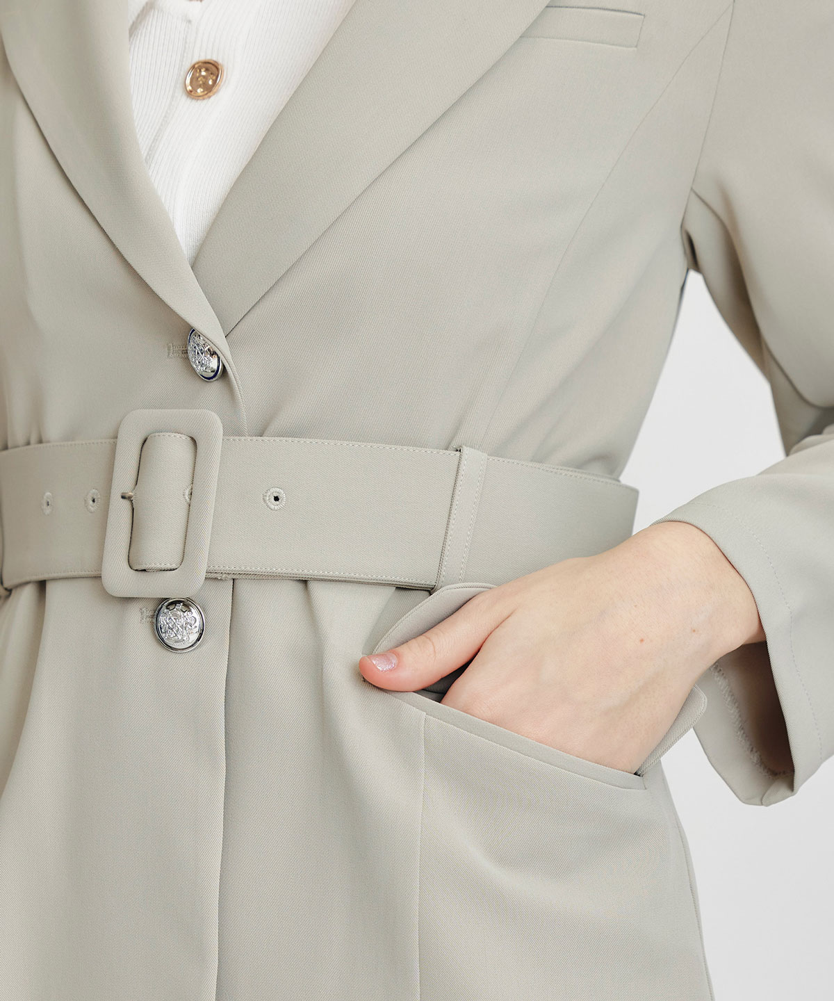 【セットアップ可能】アイシーカラーウエストマークベルトテーラードジャケット