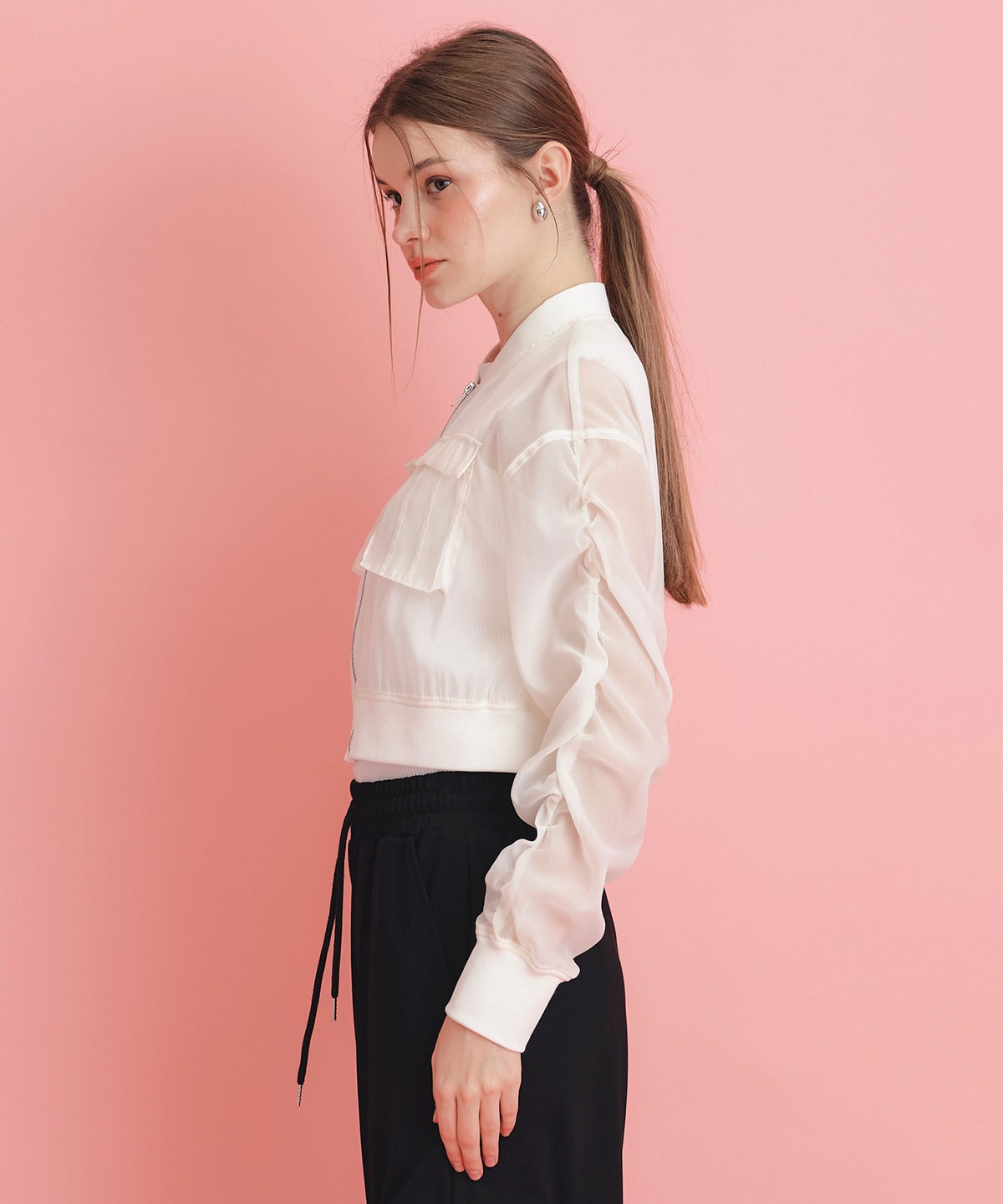 ギャザーシアーショートブルゾン