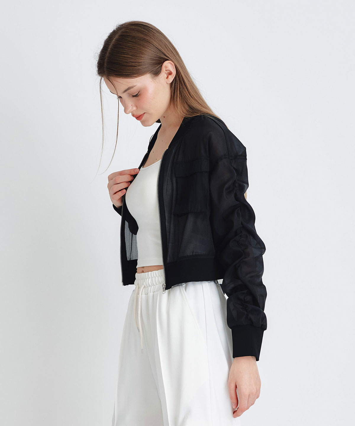 ギャザーシアーショートブルゾン