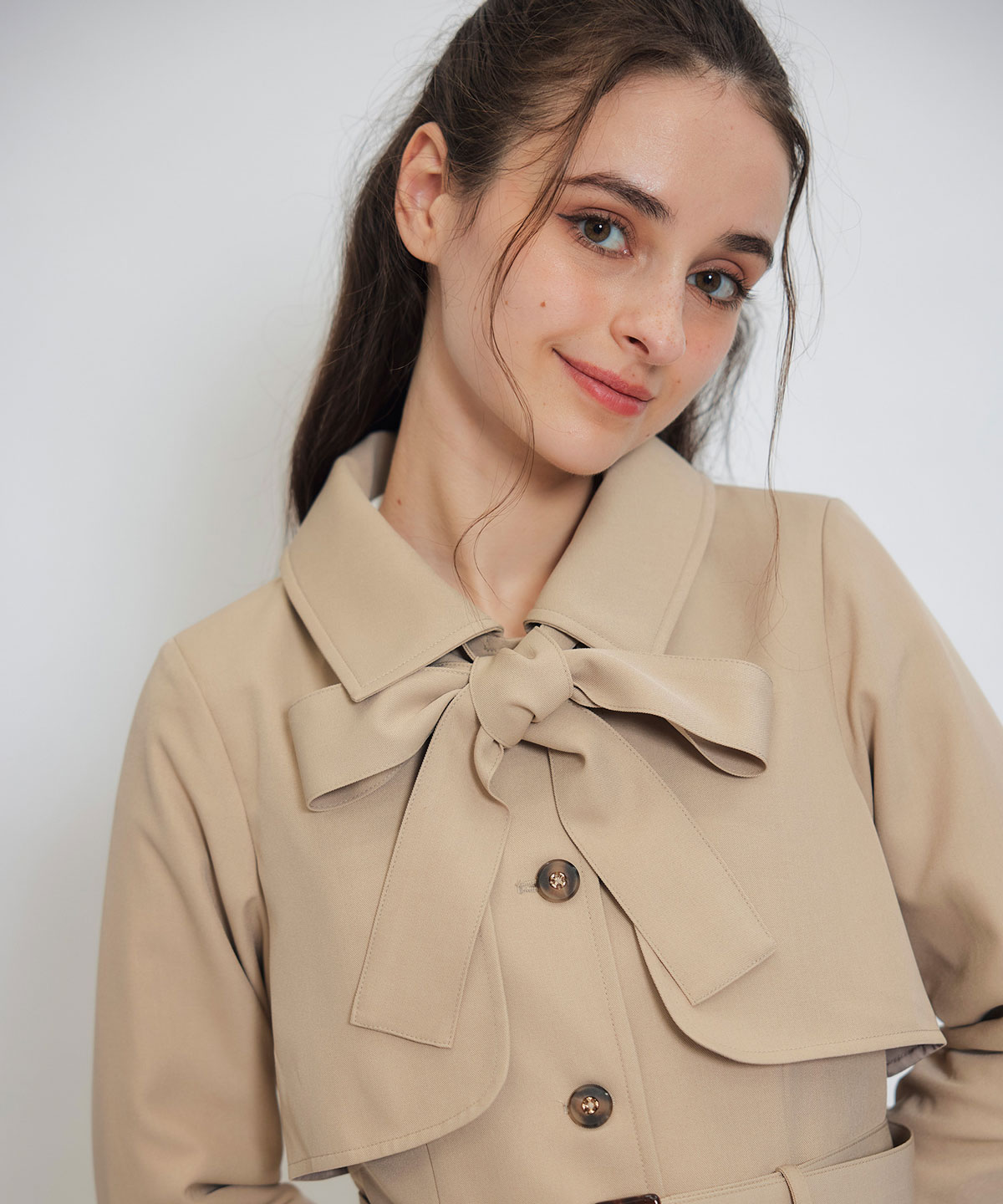 2WAYレイヤードライクリボントレンチコート