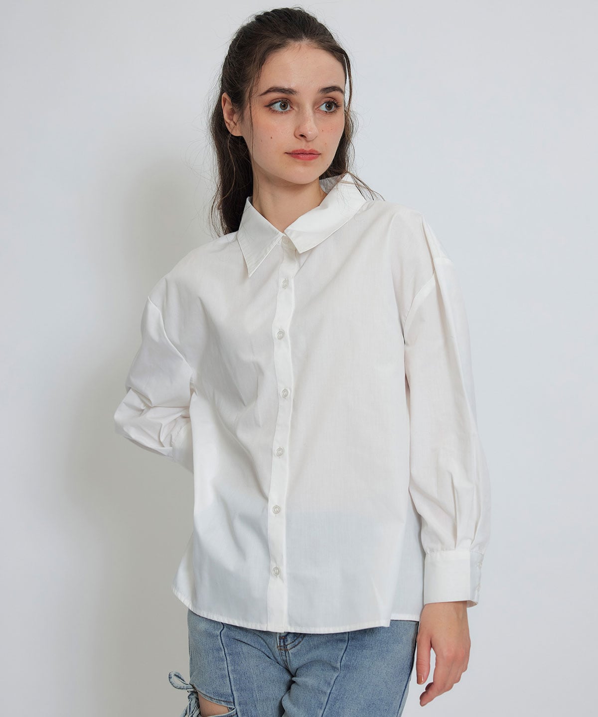 カレッジライクラインベスト×シャツブラウス