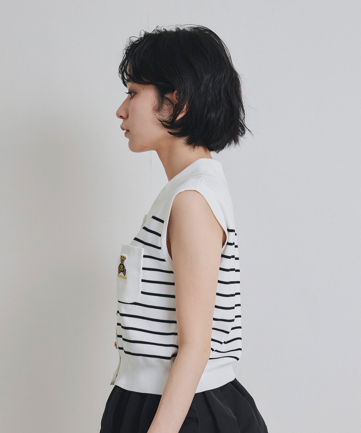 Azelyポロニットノースリーブプルオーバー