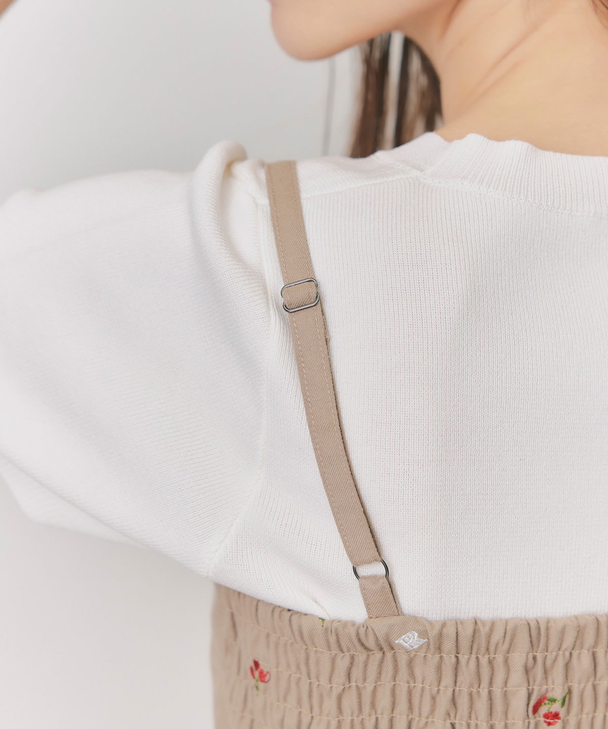 【Fleur monogram Series】フルールモノグラムエンブロイダリーバルーンペプラムビスチェ