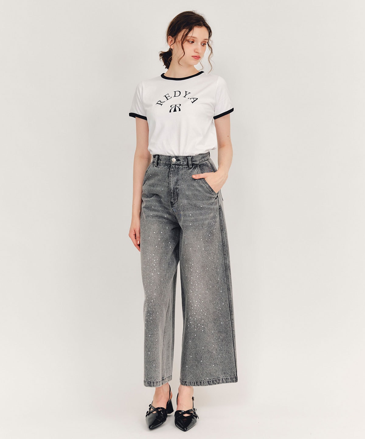【Sparkle Denim Series】スパークルワイドデニムパンツ