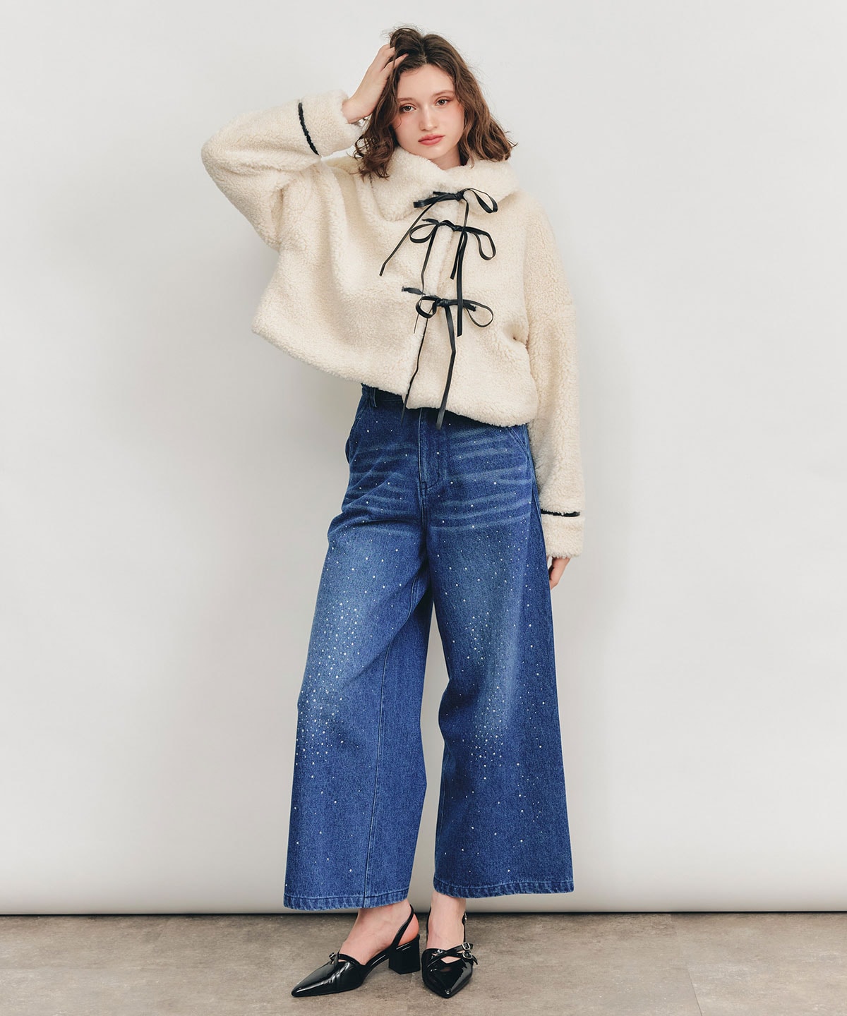 【Sparkle Denim Series】スパークルワイドデニムパンツ