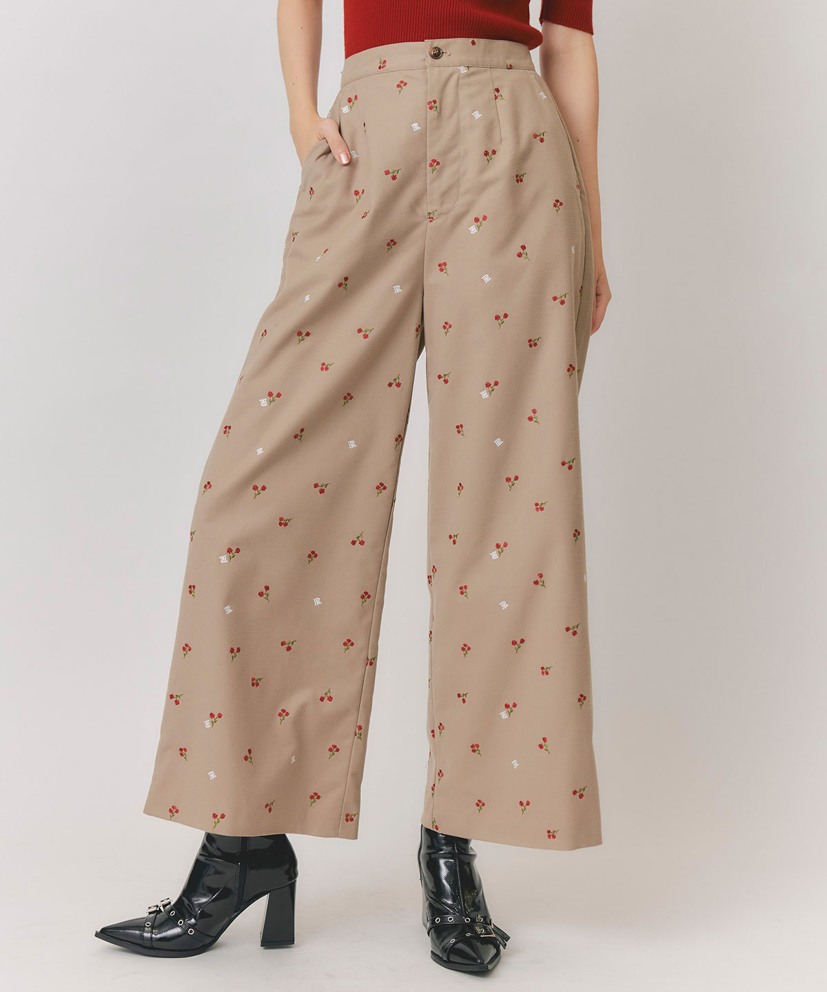 【Fleur monogram Series】フルールモノグラムエンブロイダリーワイドパンツ