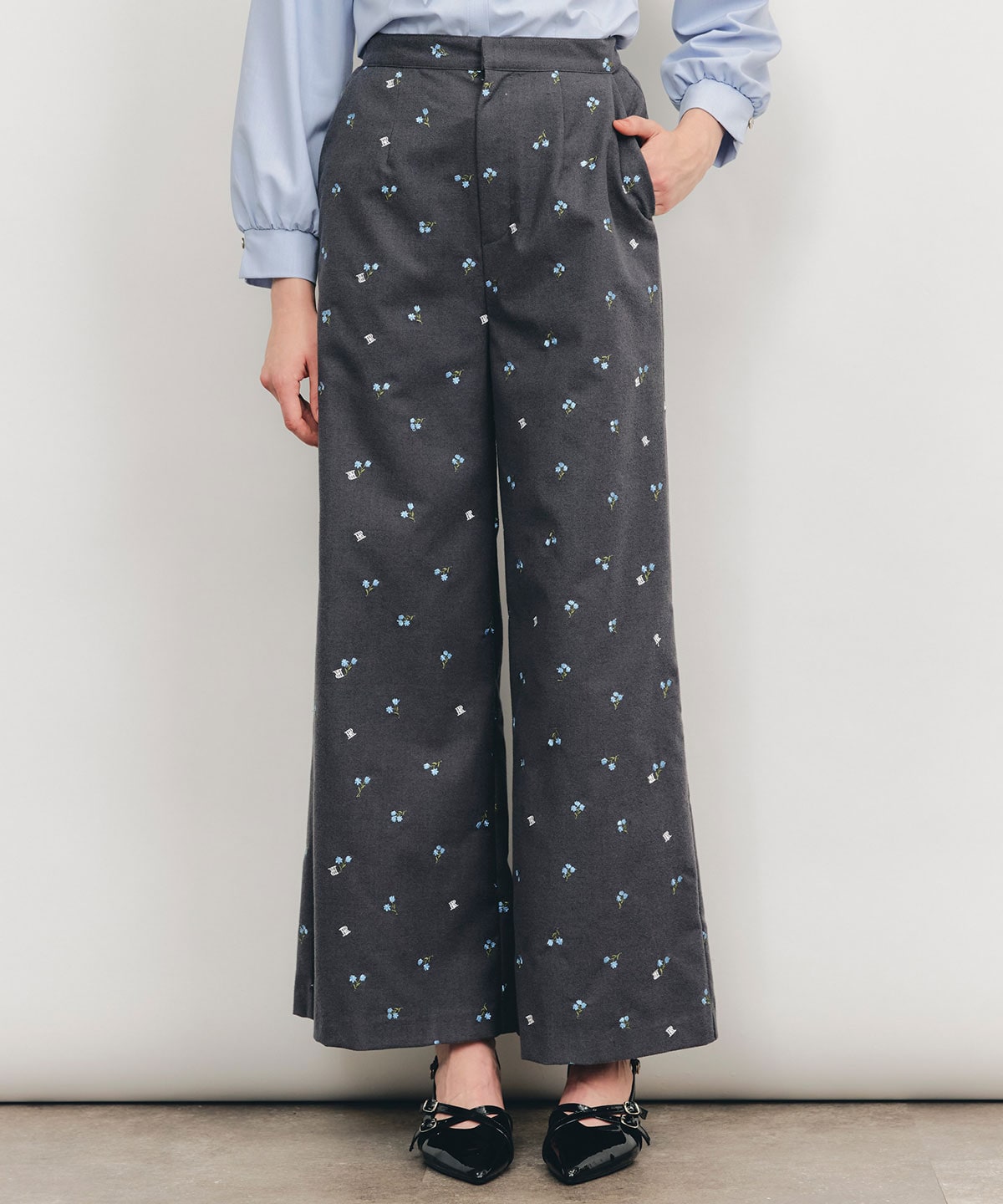 【Fleur monogram Series】フルールモノグラムエンブロイダリーワイドパンツ