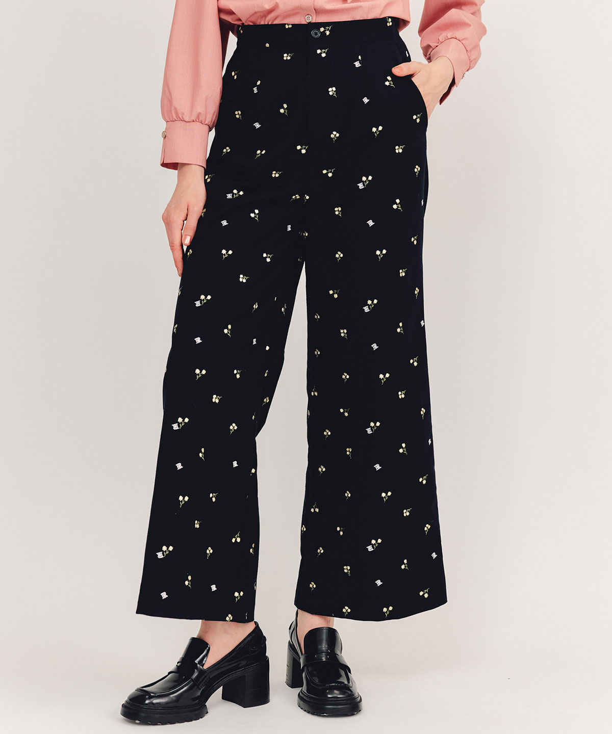 【Fleur monogram Series】フルールモノグラムエンブロイダリーワイドパンツ