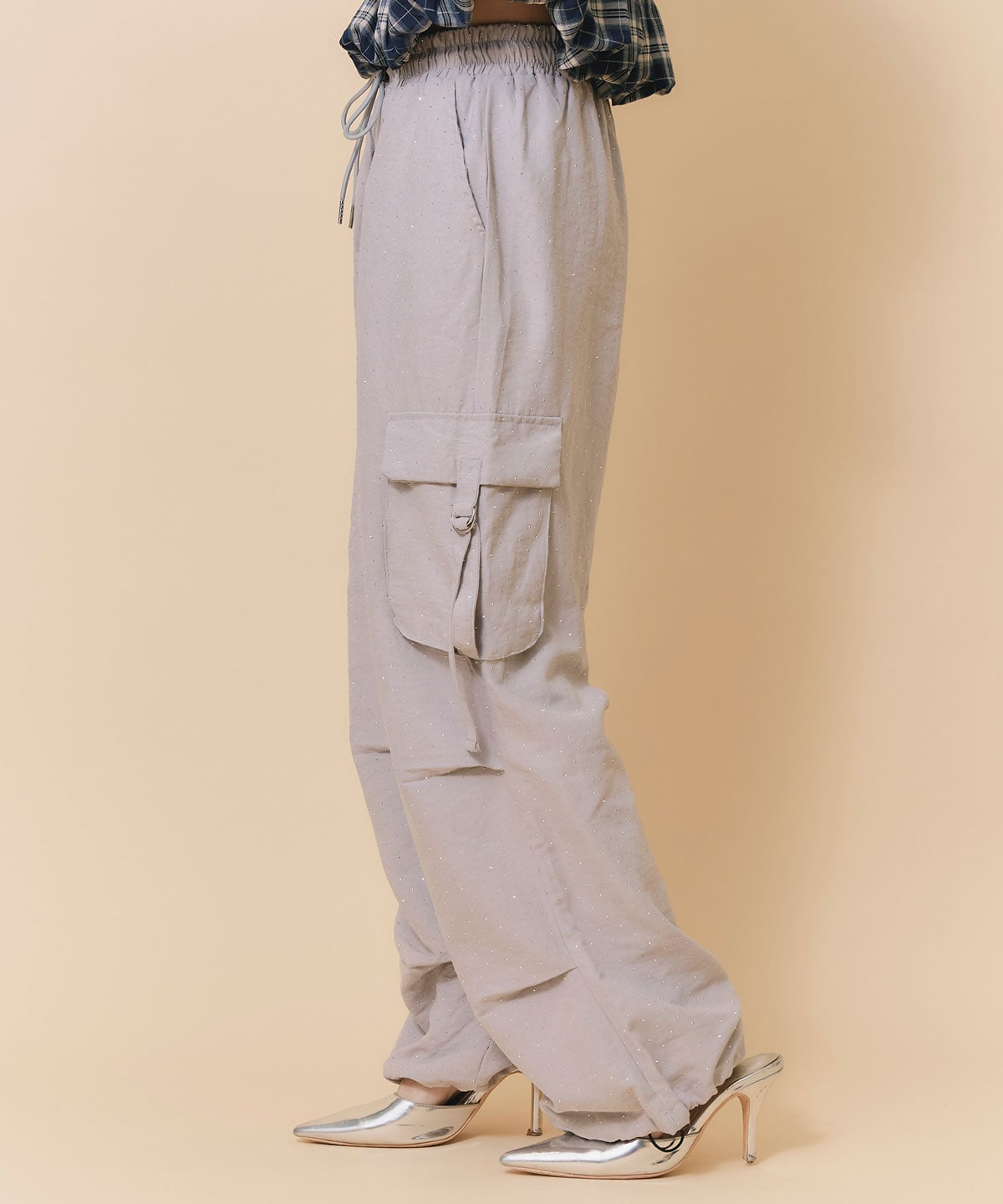 ラインストーンホットフィットカーゴパンツ