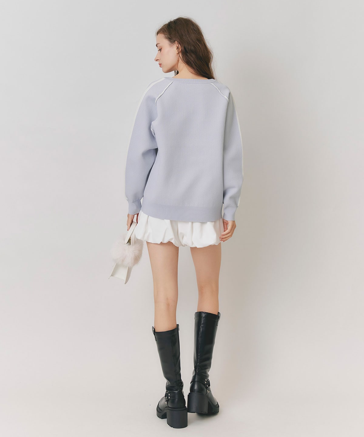 ロゴメッシュニット×バルーンショートパンツセットアップ