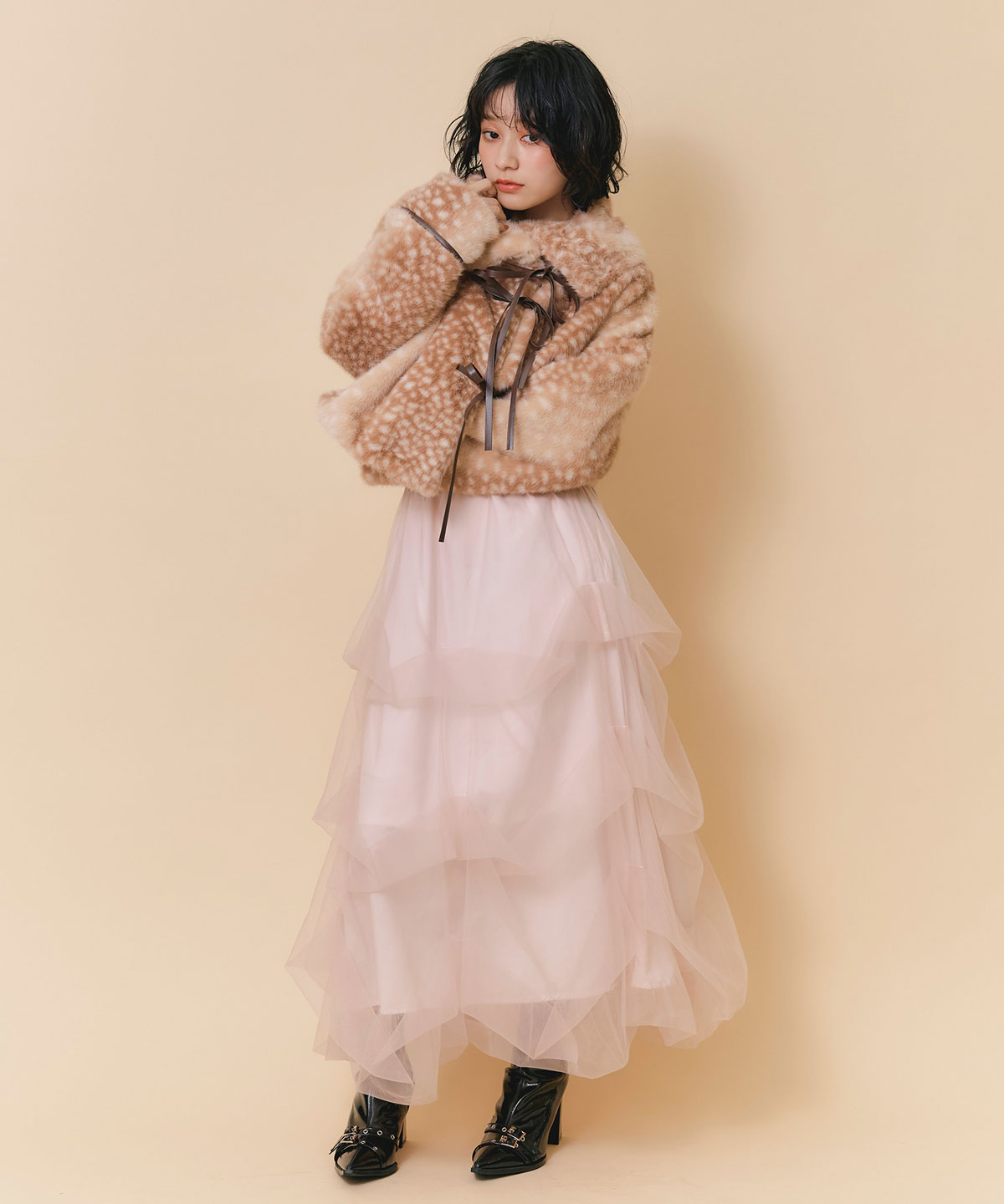 【オンライン限定カラー】トリプルリボンボアショートジャケット