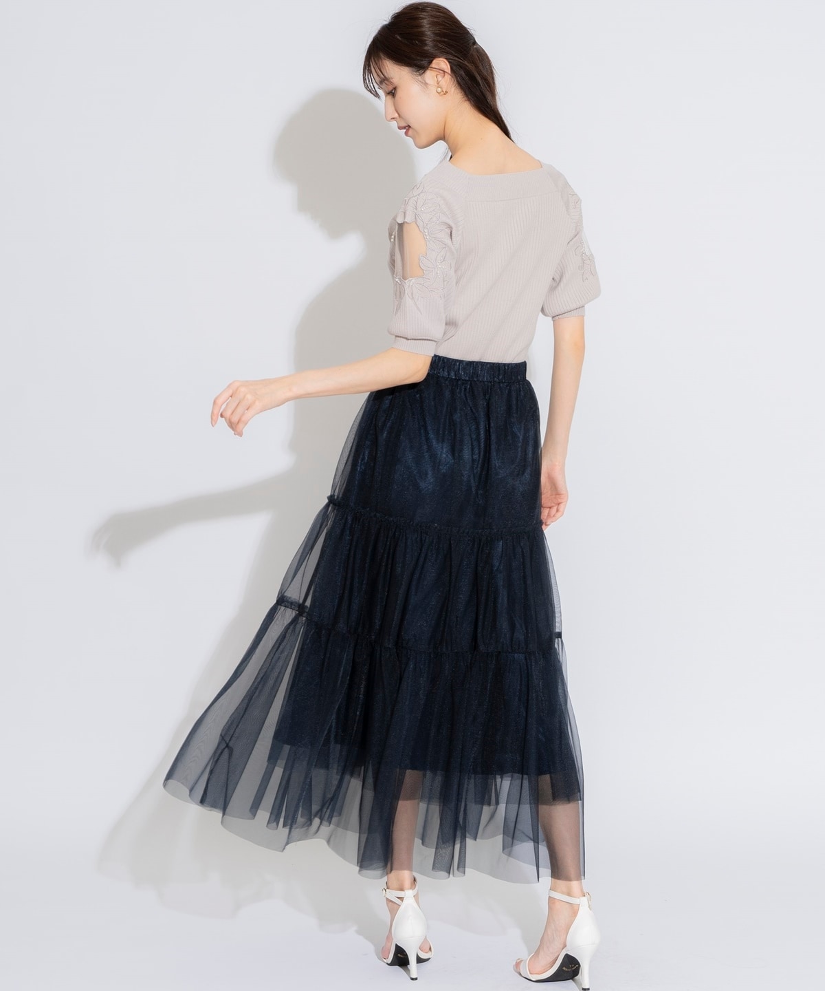 ブライトチュールレイヤードスカート
