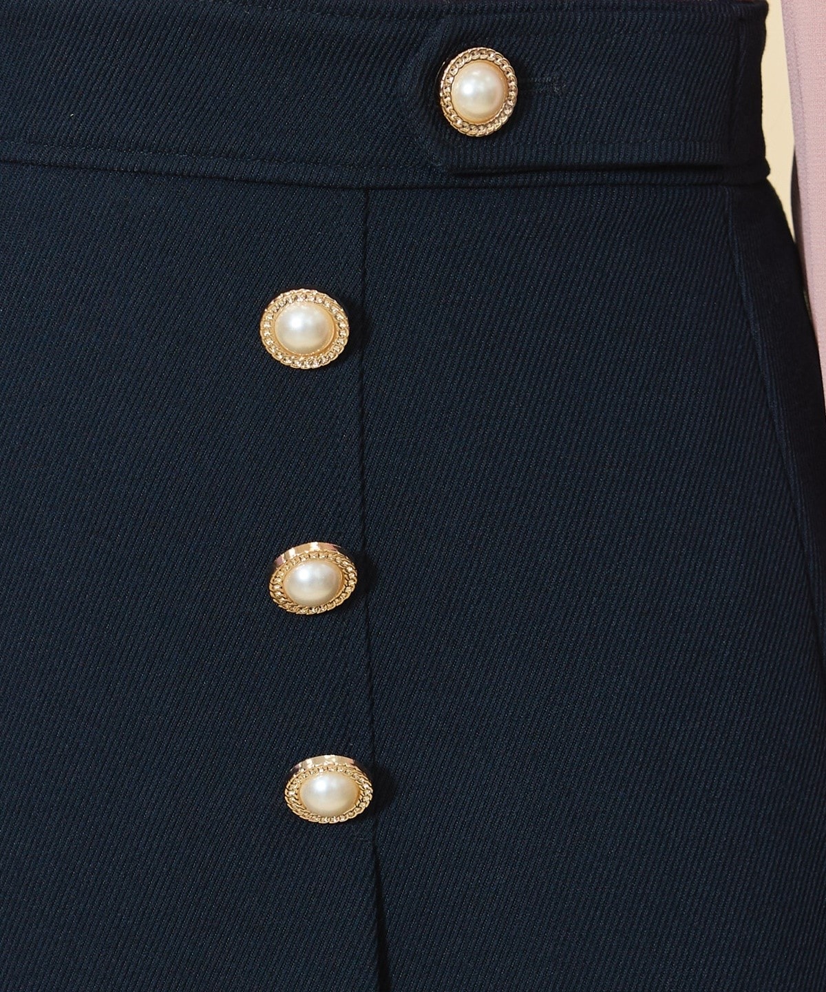 パールボタンデザインタックミニスカート