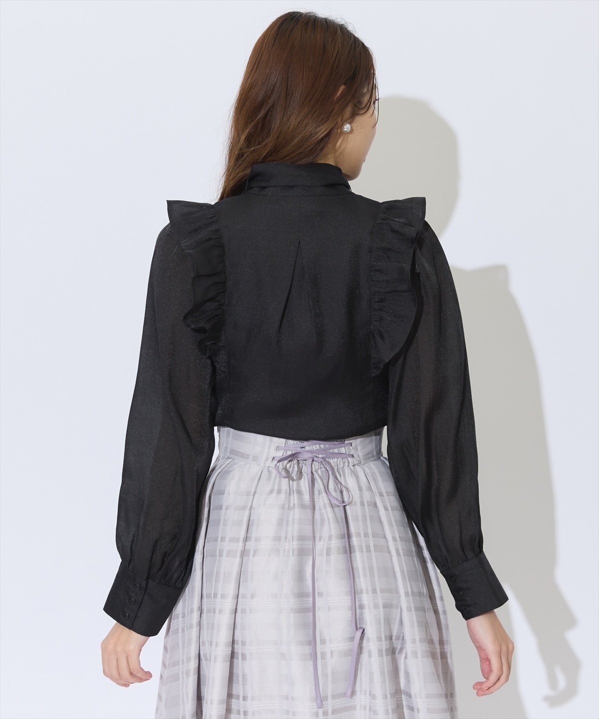 クレープフリルボウタイブラウス