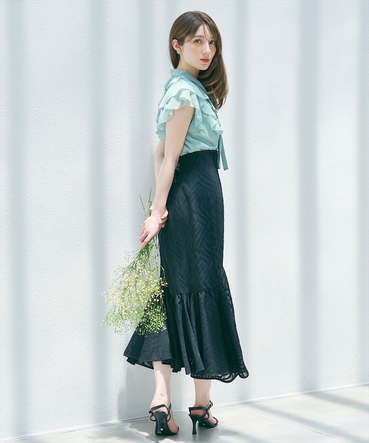 リーフオパールパイピングティアードスカート