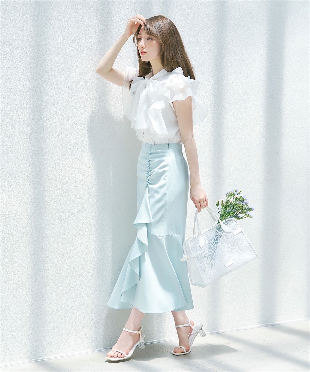 シャーリングフリルマーメイドスカート