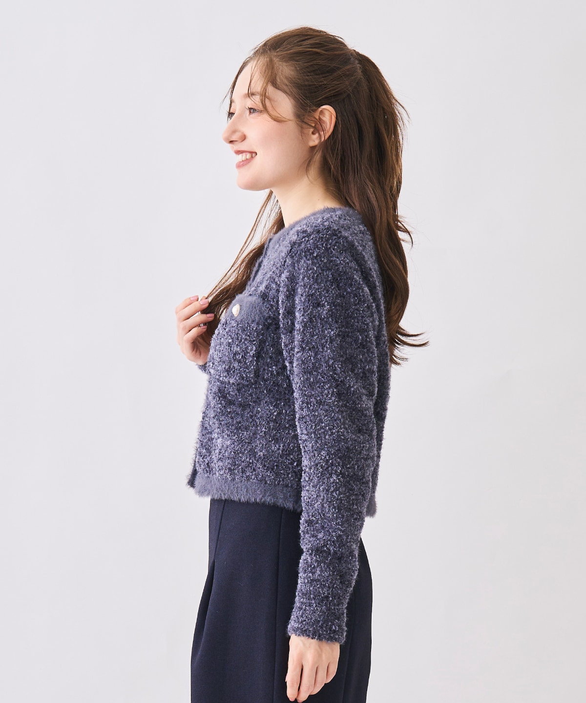 【12/5(Fri)発売開始】ノーカラーフェザーカーディガン