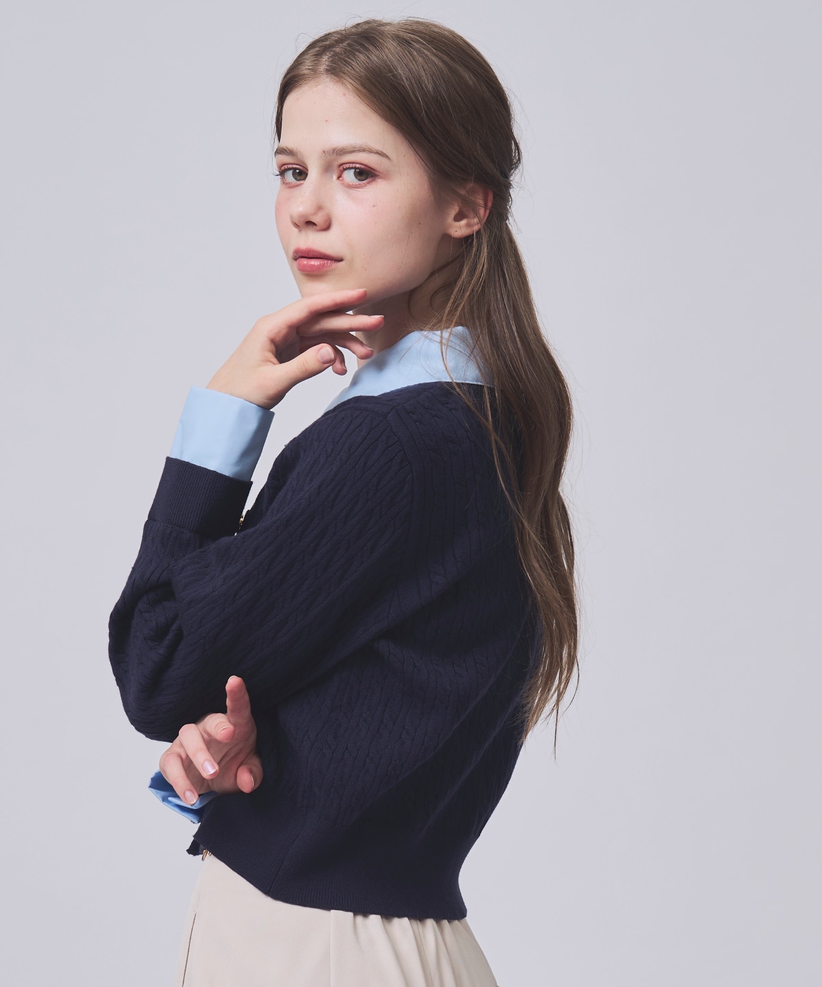 【NEW YEAR SPECIAL ITEM】レイヤードケーブルニットカーディガン